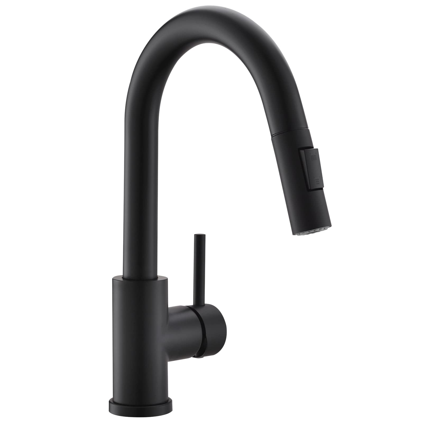 Modern Matte Black Single Handle Pull-Out Sprayer Kitchen Bar Sink Faucet with Hot & Cold Water - Perfect for Prep Sinks, Wet Bars, and Small Kitchen Spaces