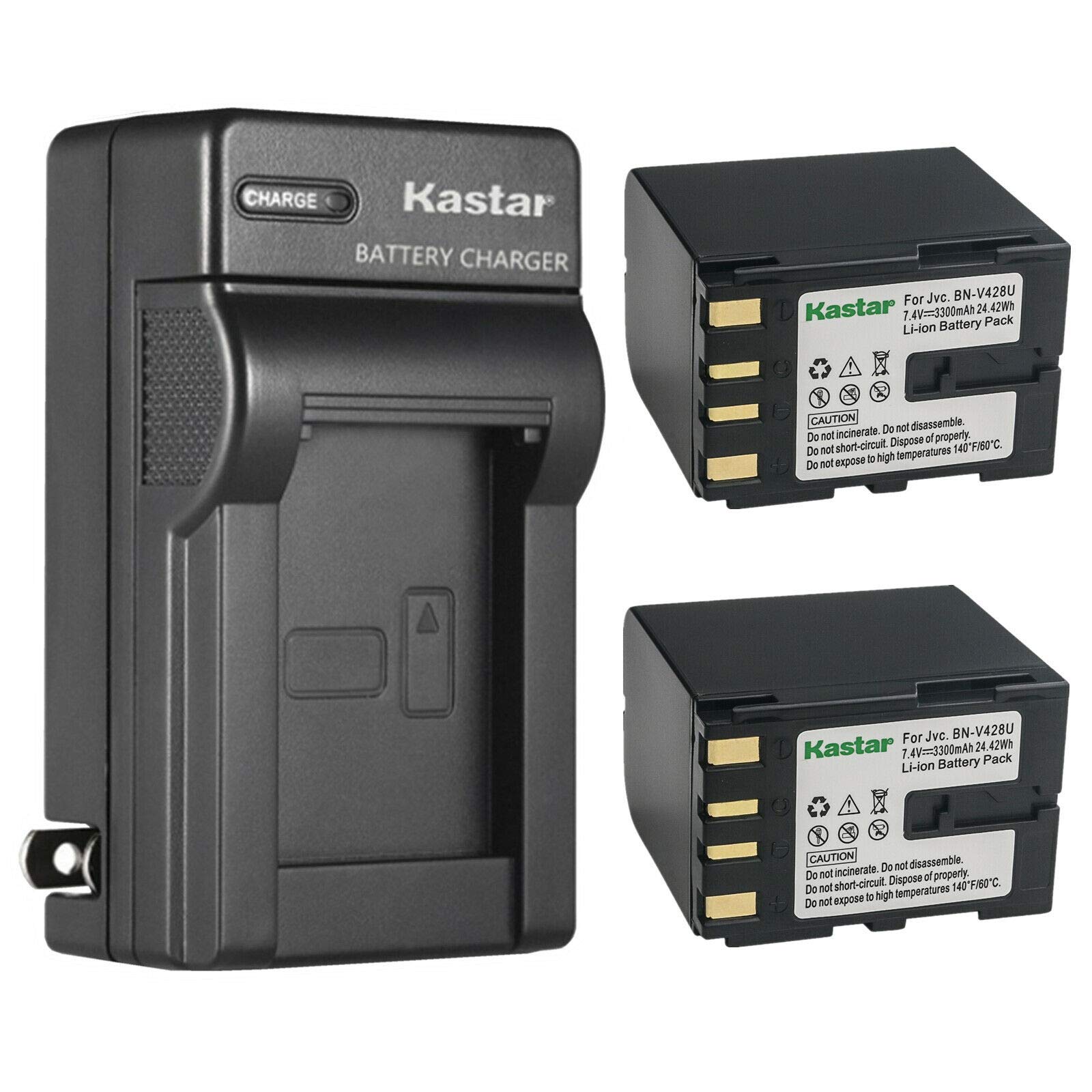 Kastar 2-Pack BN-V428 Replacement Battery & AC Wall Charger for JVC GR-D30/D31/D32/D33/D34/D40/D43/D47/D50/D51 Camcorders - Perfect for Travel Vlogging & Home Video Recording