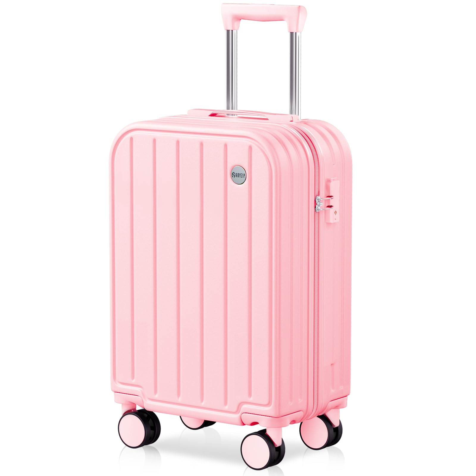 AnyZip 20 Inch Carry On Luggage - Airline Approved TSA Lock Lightweight Hard Shell Suitcase (22x14x9 Inches) with 360° Spinner Wheels - Perfect for Women & Kids Travel, Business Trips & Weekend Getaways (Pink ABS PC)