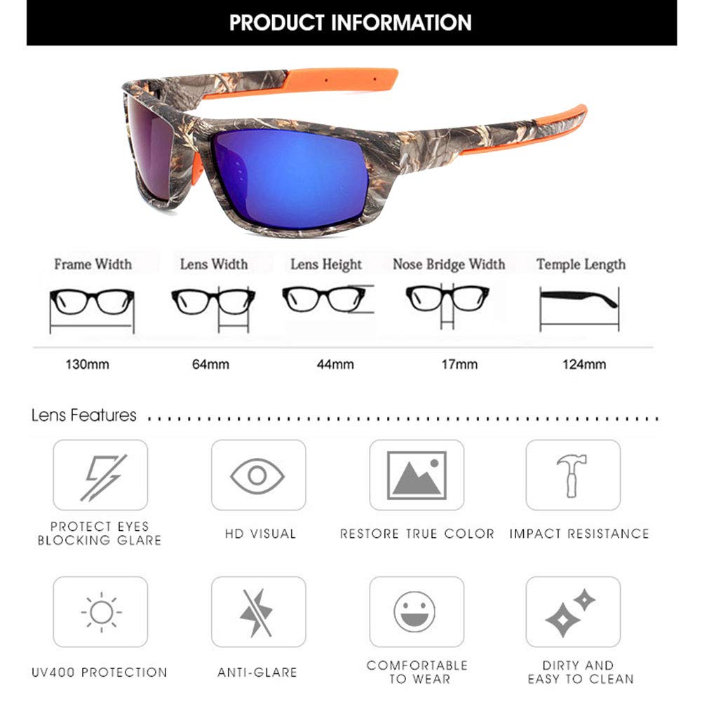 Polarized Camo Sunglasses for Men & Women - UV Protection Fishing, Hunting & Outdoor Sports Glasses - Perfect for Driving, Hiking & Beach Activities