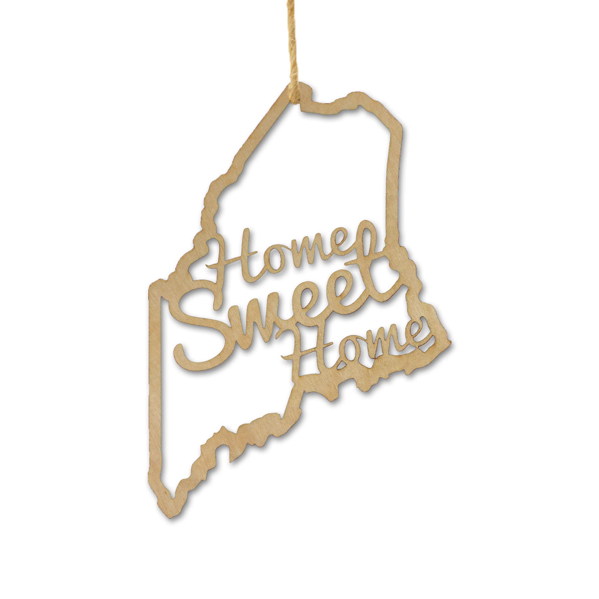 Torched 'Home Sweet Home' Christmas Tree Ornament - Rustic Wooden Hanging Decoration for Holiday & Housewarming Gifts - Perfect for Maine-Themed Christmas Decor & Cozy Cabin Ambiance