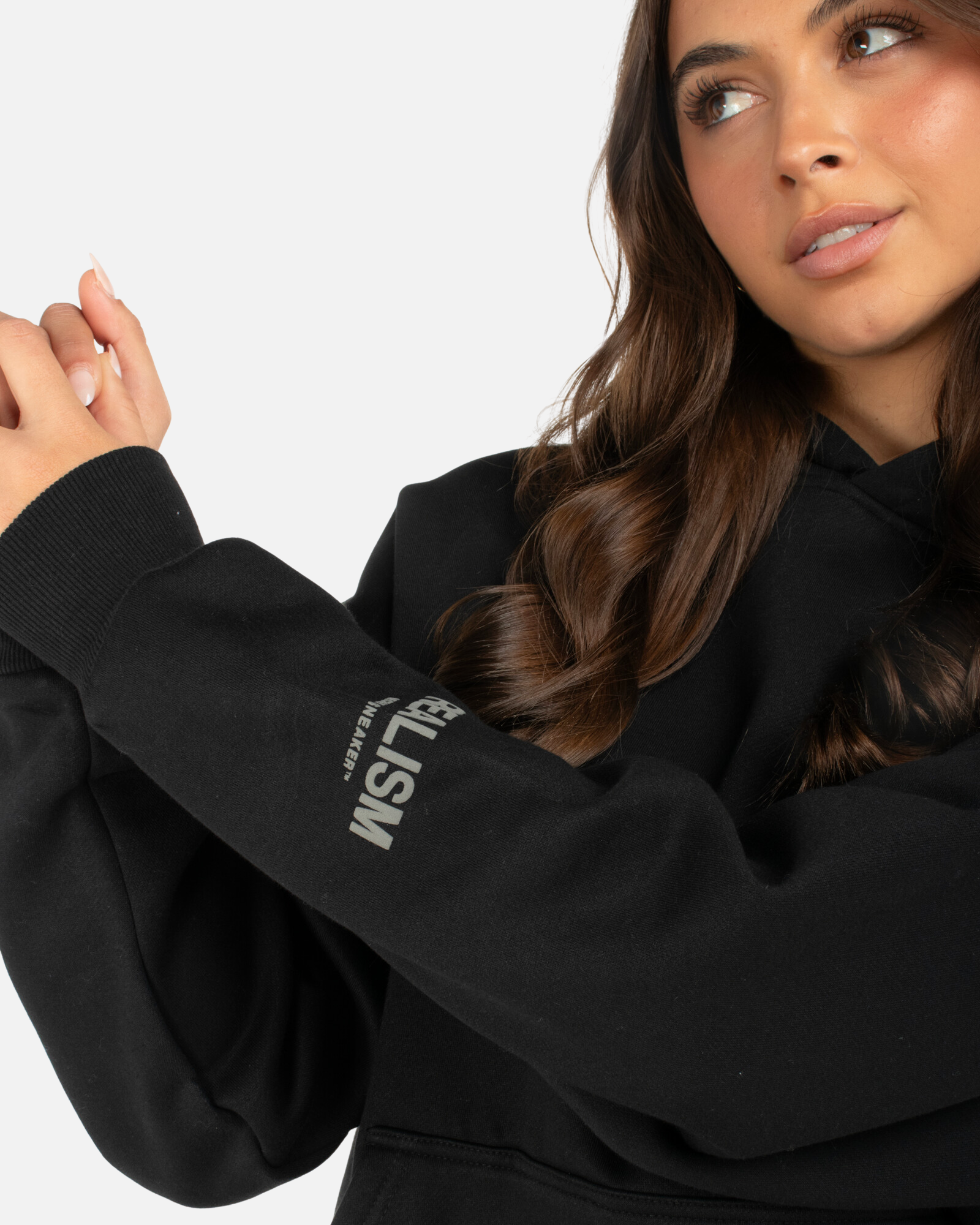 SSS Realism Court Boxy Hoodie - Black | Oversized Streetwear Hooded Sweatshirt for Men & Women | Perfect for Casual Wear, Gym, and Outdoor Activities