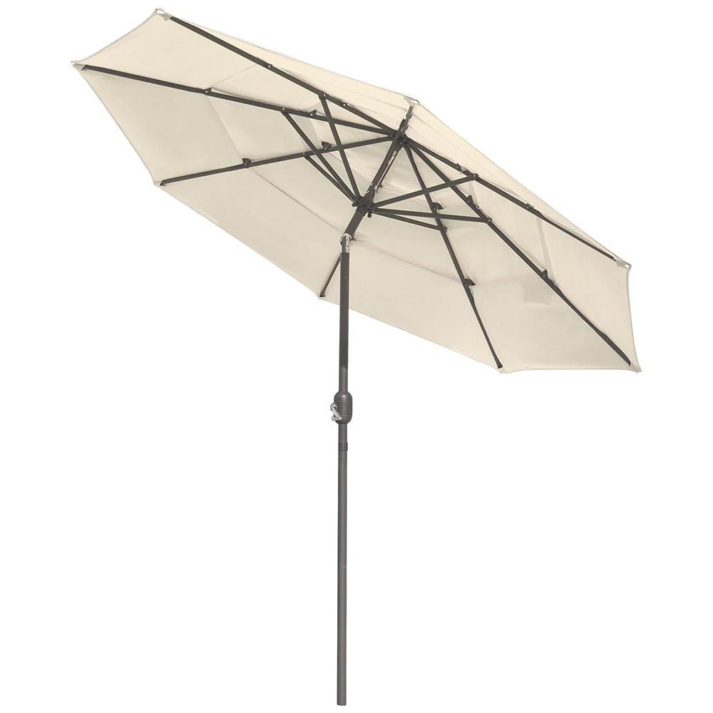 10 ft Tilt Market Umbrella with 3-Tier Design & 8 Sturdy Ribs - Perfect for Outdoor Cafes, Restaurants, and Patio Shade - TheLAShop