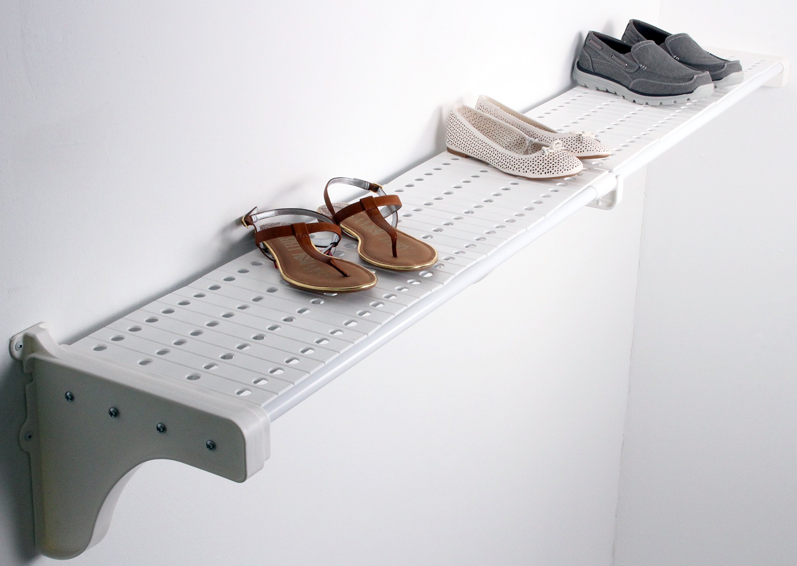 EZ Shelf - Shelf Top Kit (16 Pieces for up to 14.7 ft) - White Organizer for Closet & Garage Shelves - Perfect for Home Storage and Organization Solutions