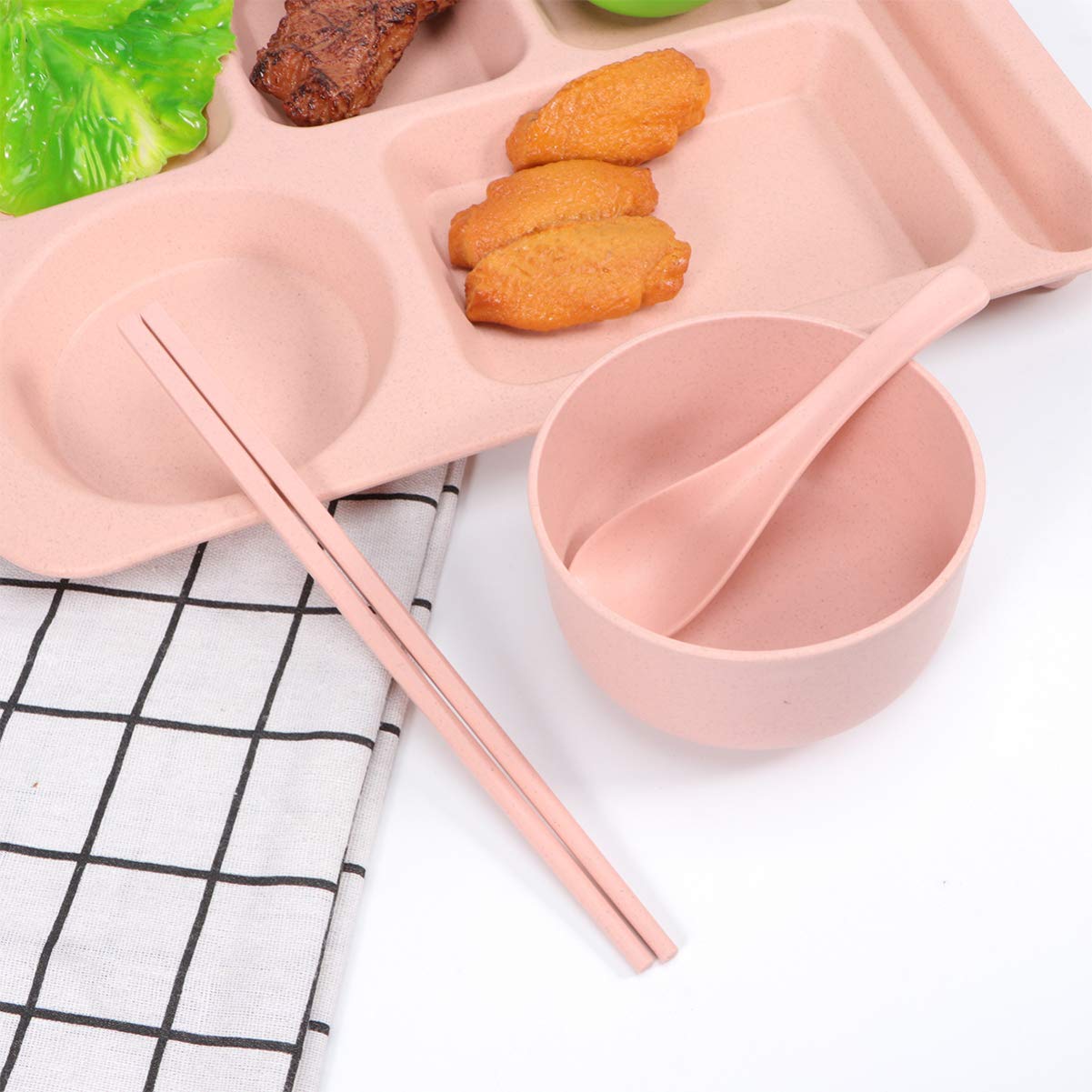 Cabilock 12-Piece Divided Snack Serving Tray Set - BPA-Free Wheat Straw Food Containers for Picnic, Appetizers, Lunch & Dinner | Reusable Eco-Friendly Plates for Home, School & Outdoor Dining