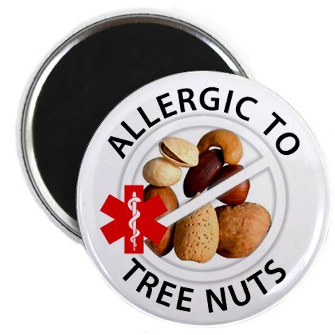 Tree Nut Allergy Medical Alert Fridge Magnet - 2.25 Inch Food Safety Warning for Kitchens, Restaurants & Homes