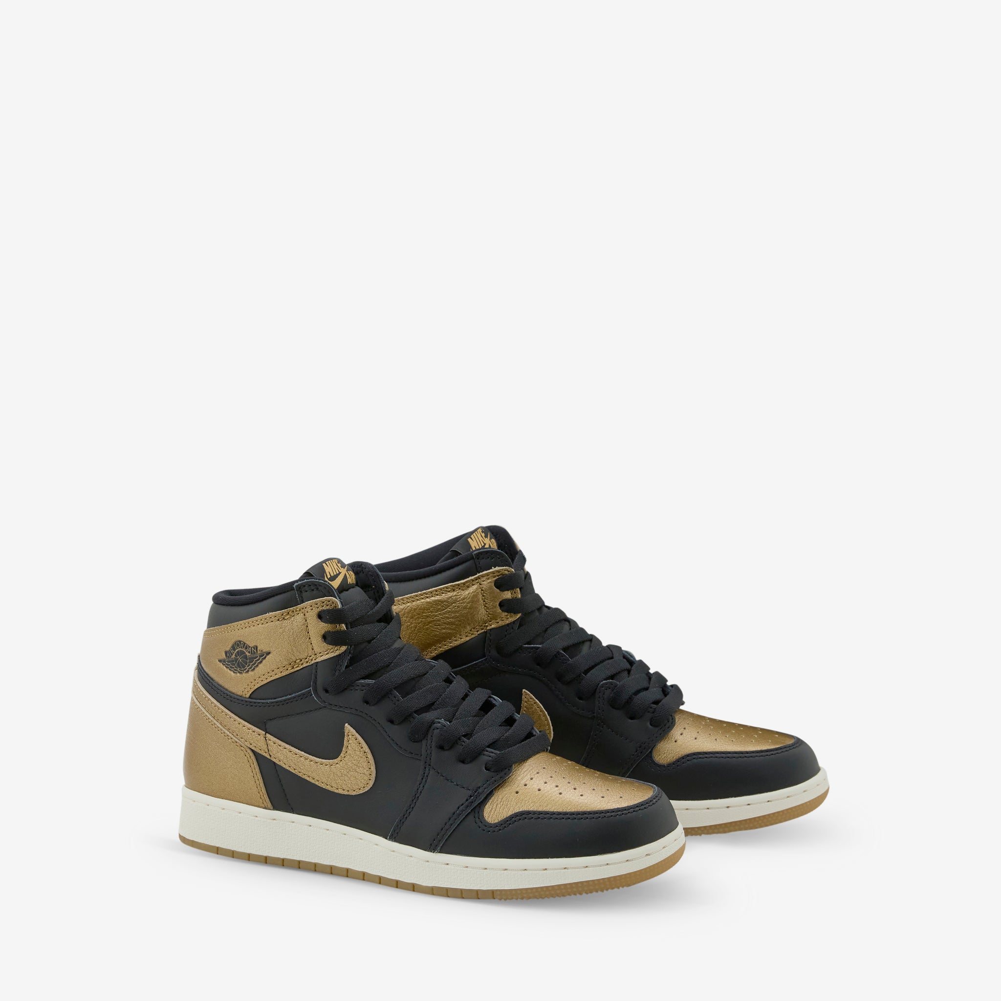 Original Air Jordan 1 High OG Sneakers - Black/Metallic Gold/Sail Colorway | Basketball Shoes for Kids | Perfect for School, Sports & Streetwear Fashion