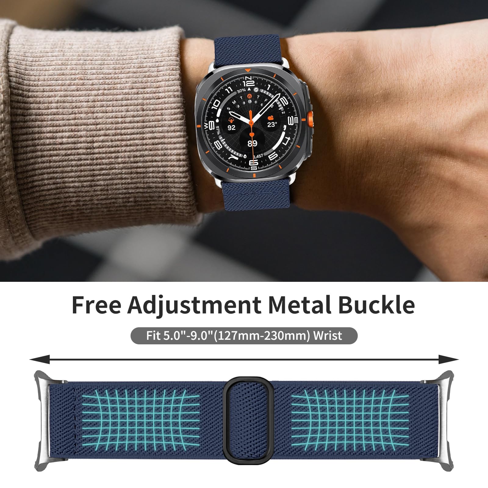 Chinbersky 3-Pack Elastic Wristbands for Samsung Galaxy Watch Ultra 47mm (2024) - Adjustable Nylon Sport Replacement Strap - Perfect for Running, Gym & Outdoor Activities
