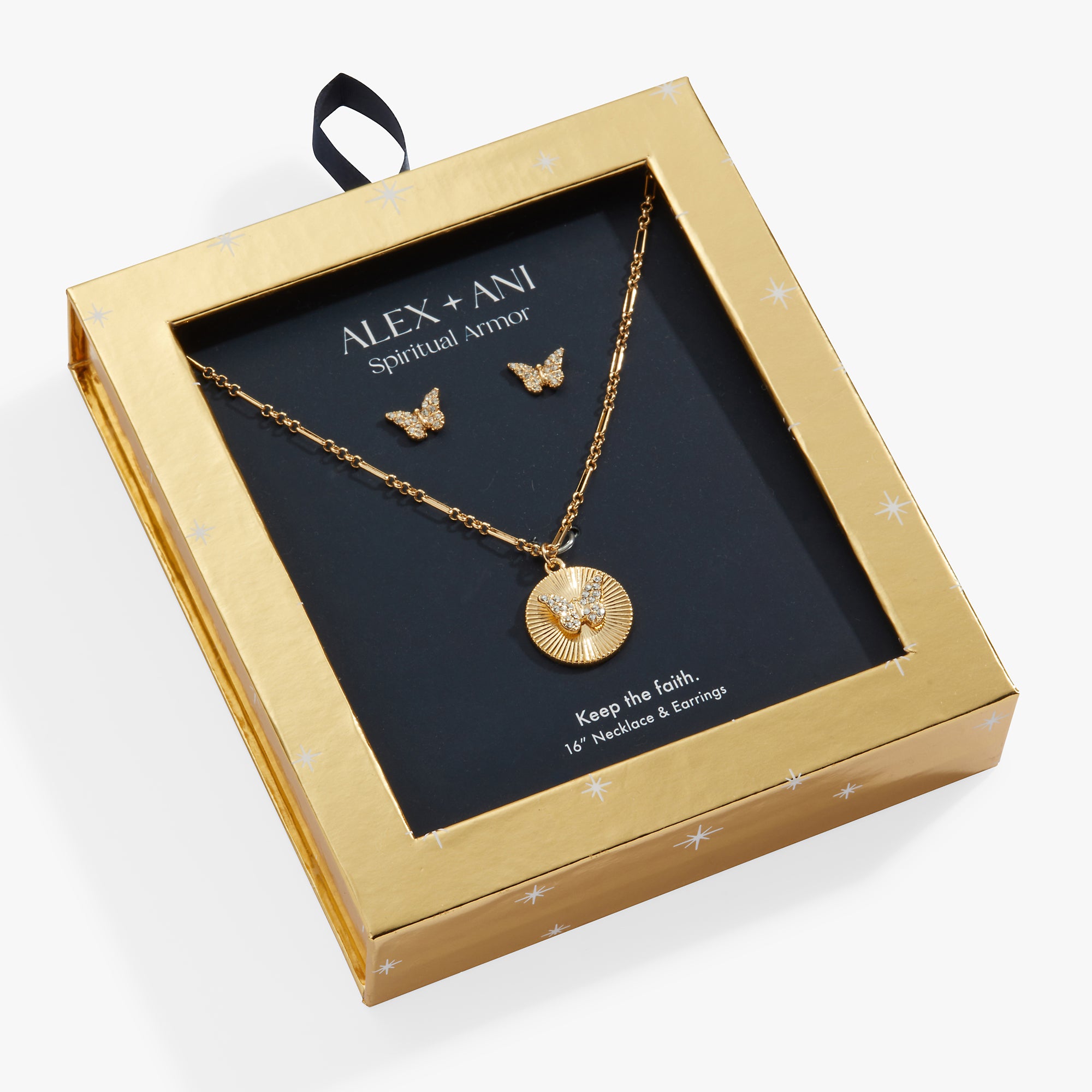 Butterfly Charm Necklace and Stud Earrings Gift Set for Women - Elegant Jewelry Set for Birthday, Anniversary & Valentine's Day Gifts - Perfect for Everyday Wear & Special Occasions