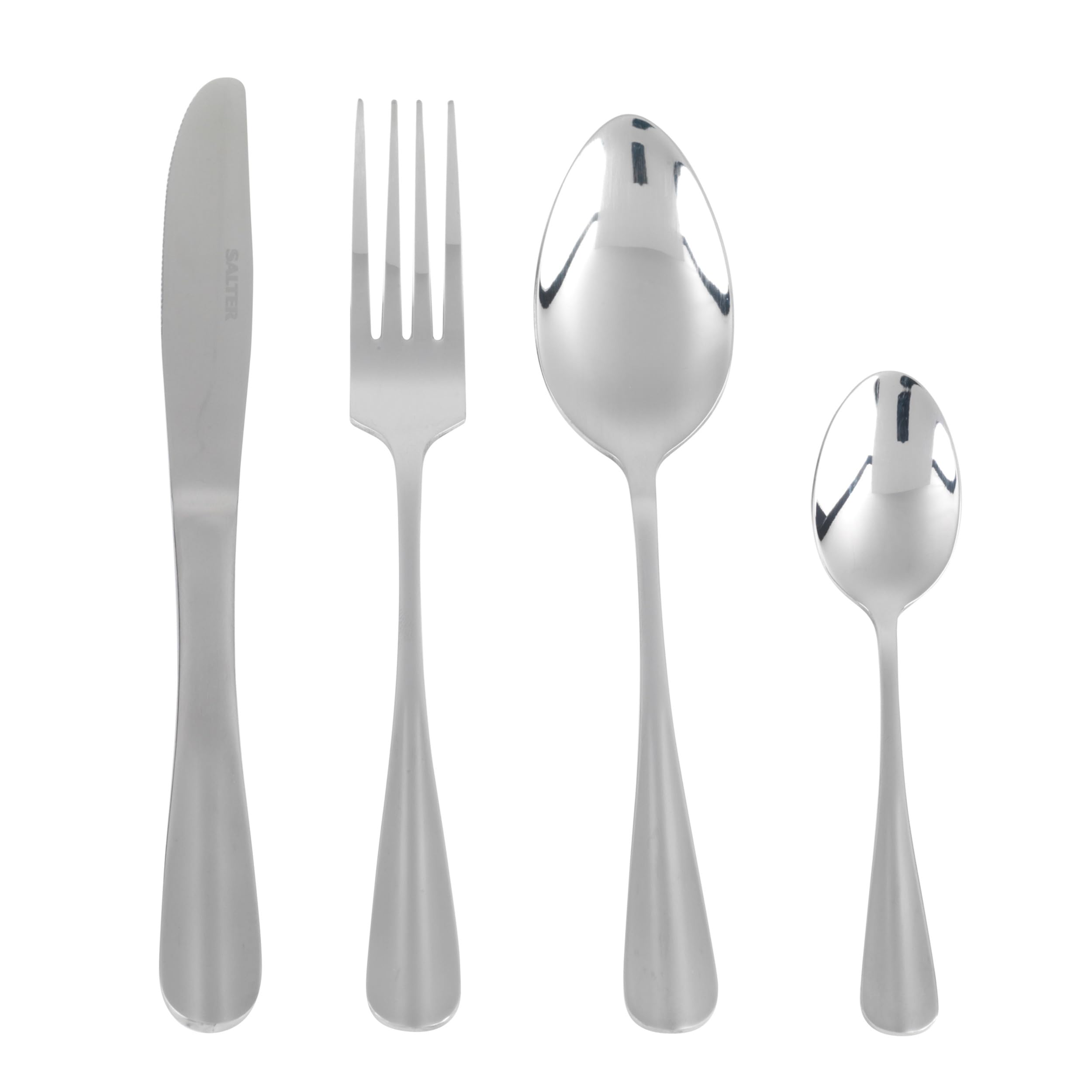 Salter BW03142 Elegance Newbury 24-Piece Stainless Steel Cutlery Set - Service for 6 (Forks, Knives, Teaspoons & Tablespoons) | Dishwasher Safe Dinnerware | Perfect for Family Dinners, Dinner Parties & Restaurant Use
