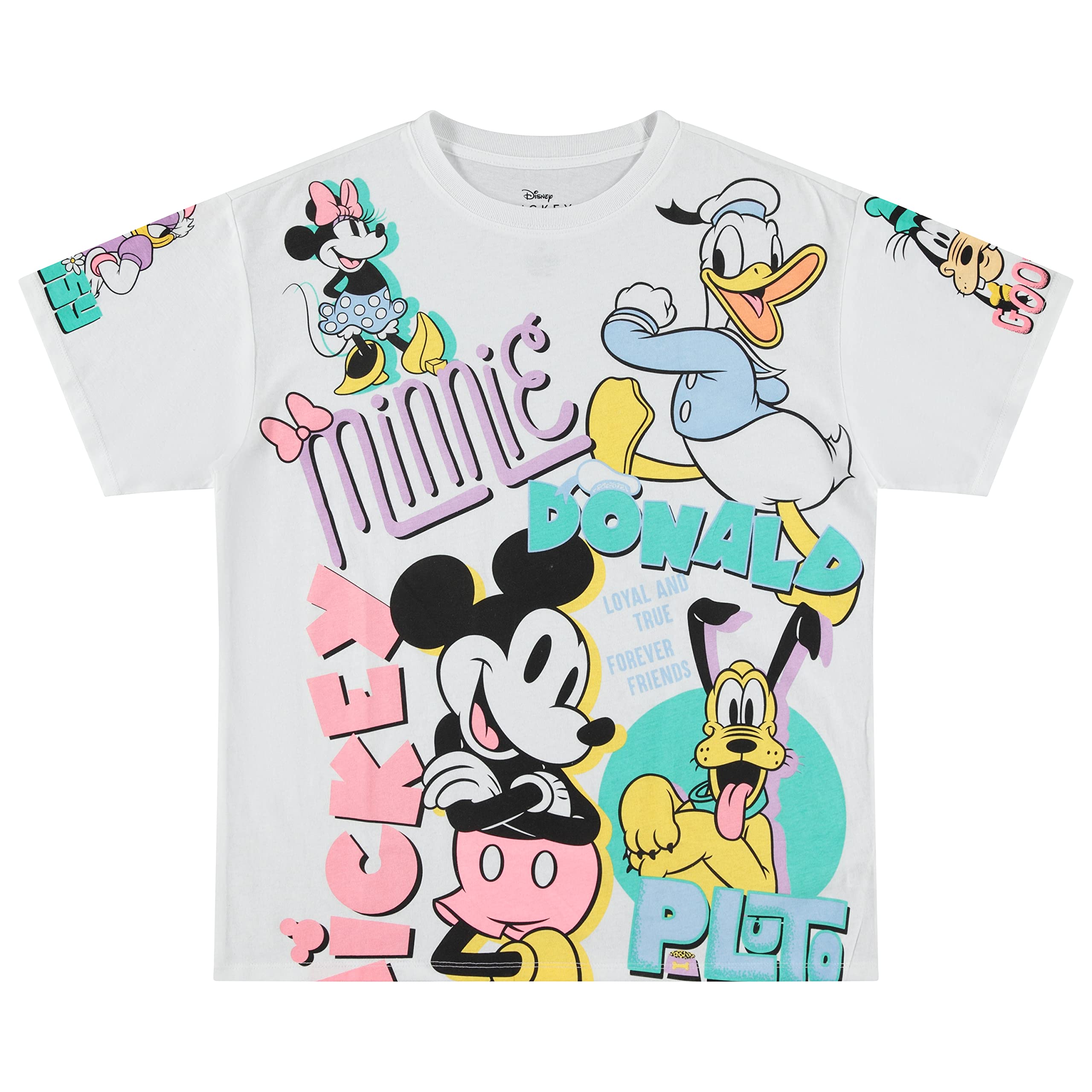 Disney Women's Mickey Mouse Fashion T-Shirt - Stylish Allover Print Mickey Mouse Tee for Casual Wear, Outings & Disney Theme Parties