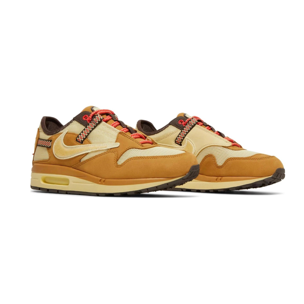 Nike Air Max 1 Travis Scott Cactus Jack Sneakers - Wheat & Lemon Drop Colorway | Limited Edition Men's Running Shoes for Casual Wear & Street Style Fashion