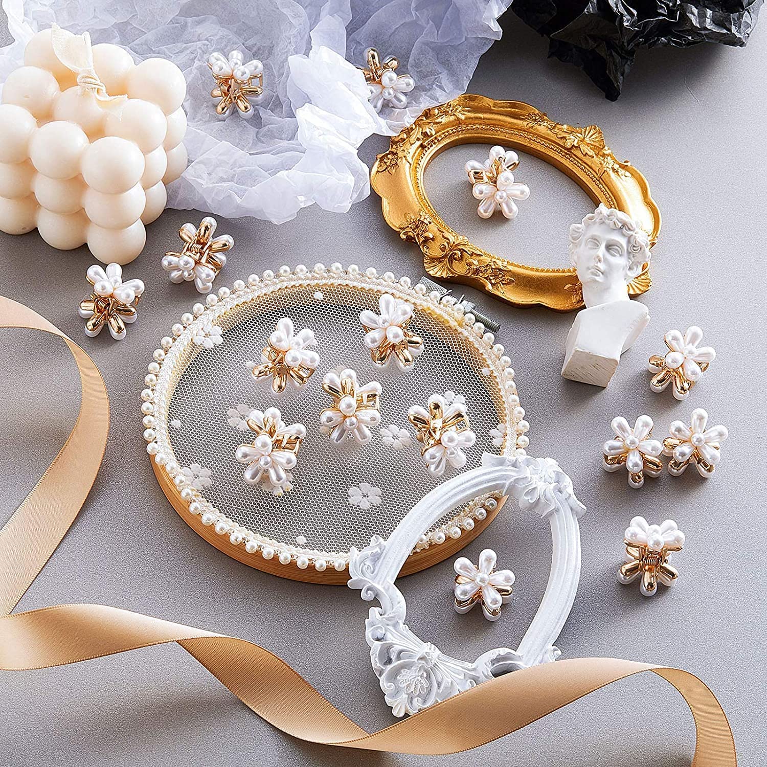 BellaStella Korean Style Pearl Barrettes Mini Claw Clip Hair Clips - 6 Pack Hair Accessories for Women & Girls - Elegant Headband for Weddings, Parties & Daily Wear
