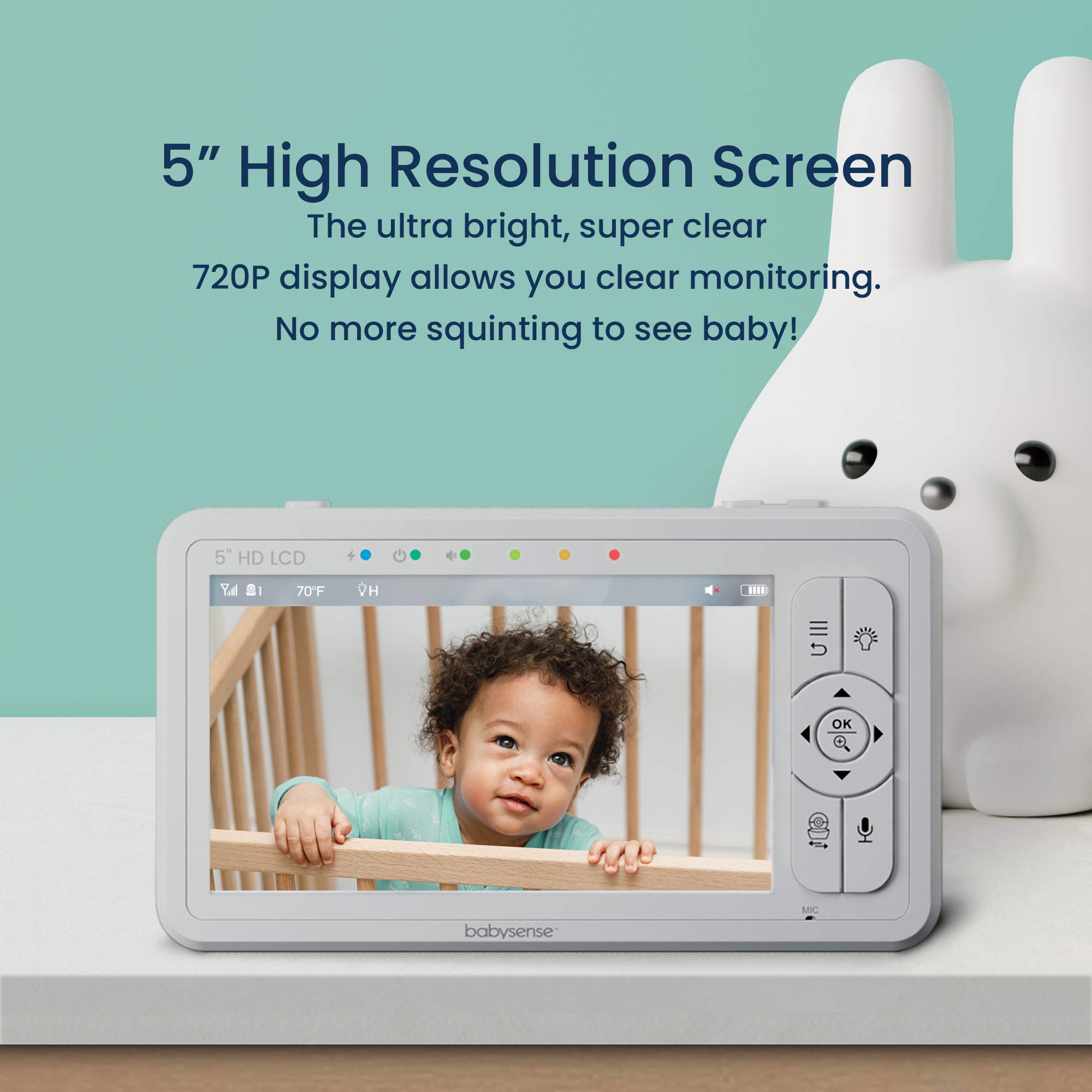 Babysense HD Baby Monitor with Camera & Sensors for Safe Sleep Monitoring