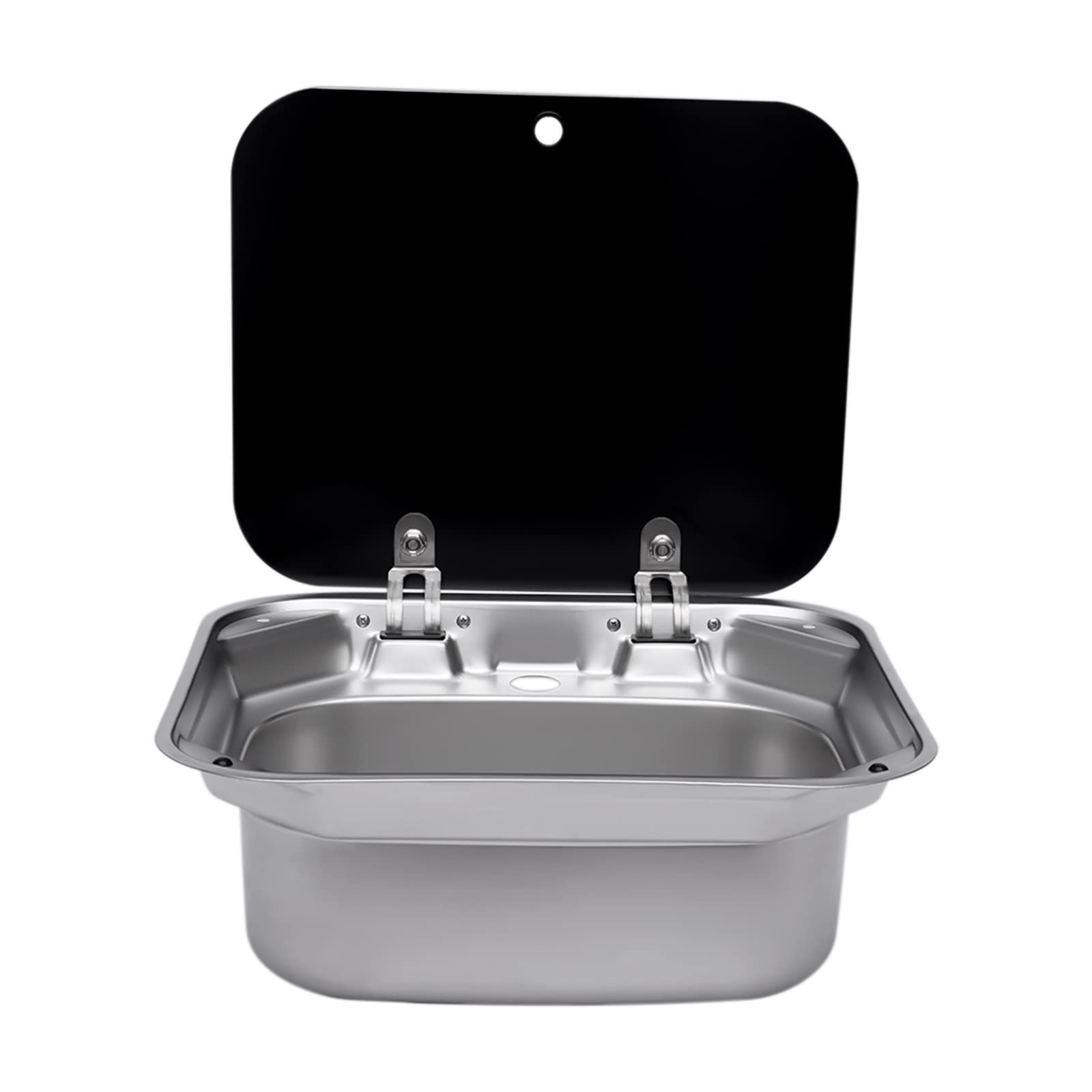 **Stainless Steel RV Sink with Foldable Faucet & Tempered Glass Lid - Compact Hand Wash Basin for Caravan, Boat, Camper Kitchen Accessories | Perfect for Outdoor Cooking & Mobile Living**