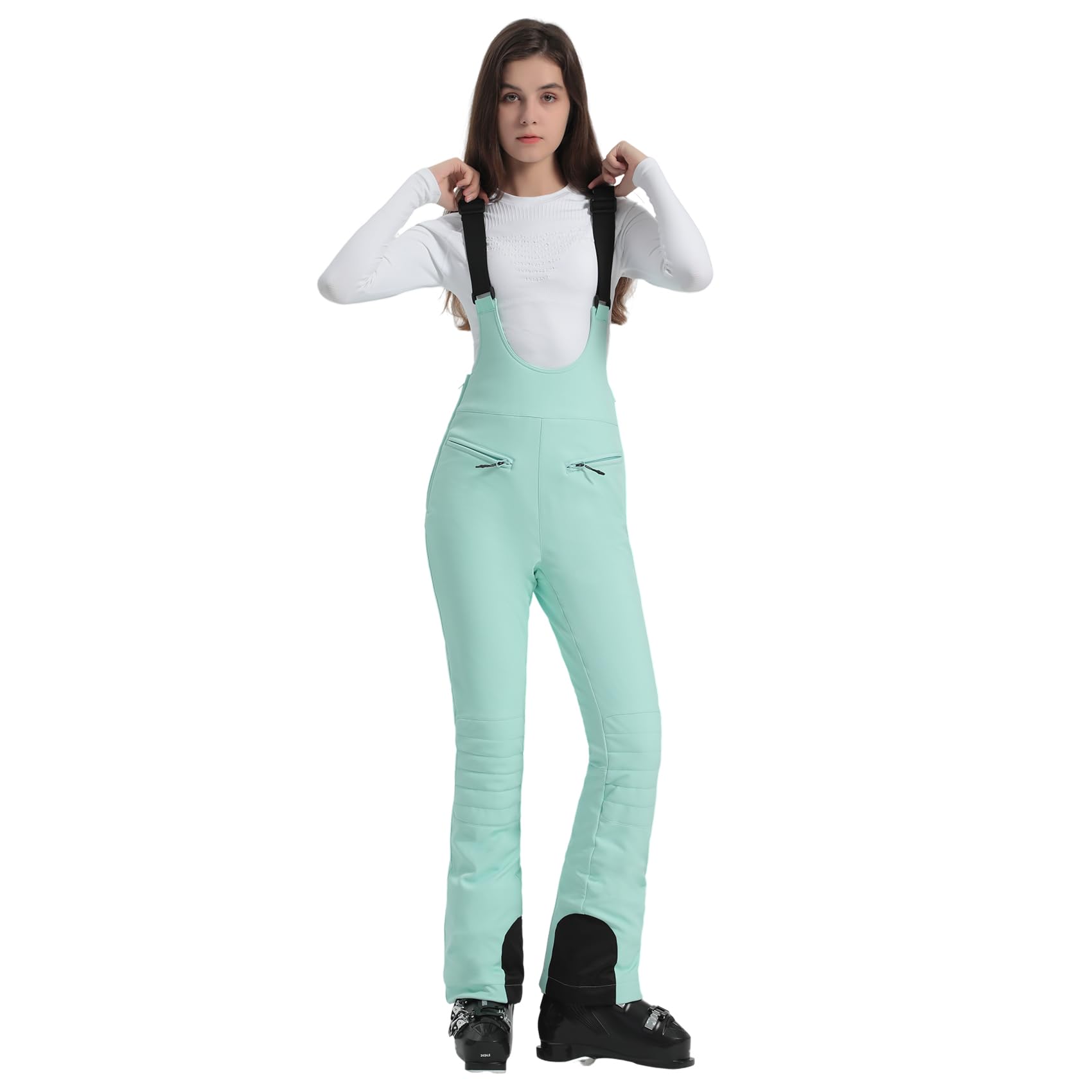 GSOU SNOW Women's Ski Bibs - Insulated Waterproof Snow Pants for Skiing & Snowboarding | Windproof Winter Overalls with Slim Fit | Perfect for Cold Weather Outdoor Activities