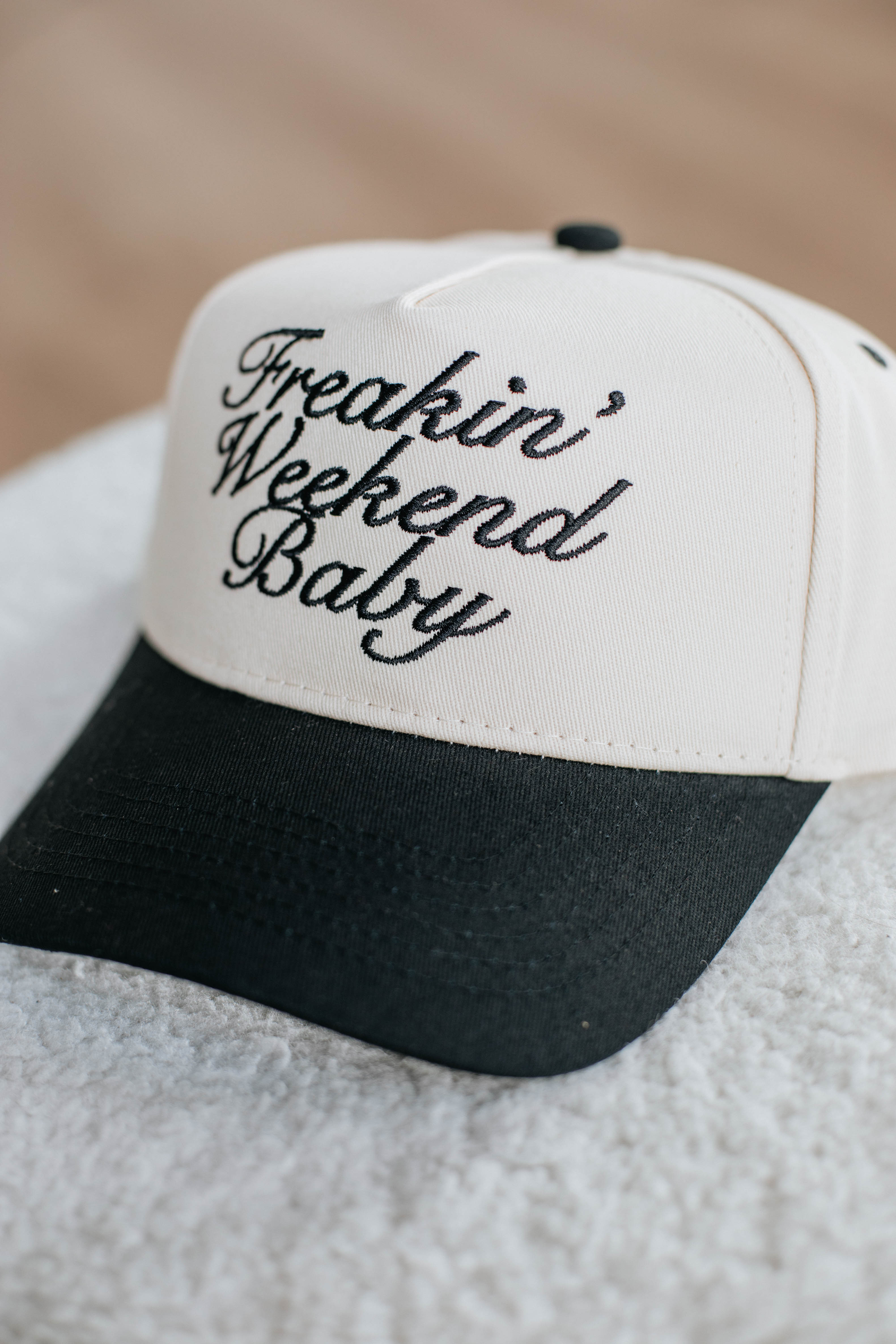 Freakin' Weekend Baby Trucker Hat - Black Adjustable Dad Cap for Men & Women - Perfect for Outdoor Activities, Concerts and Casual Wear