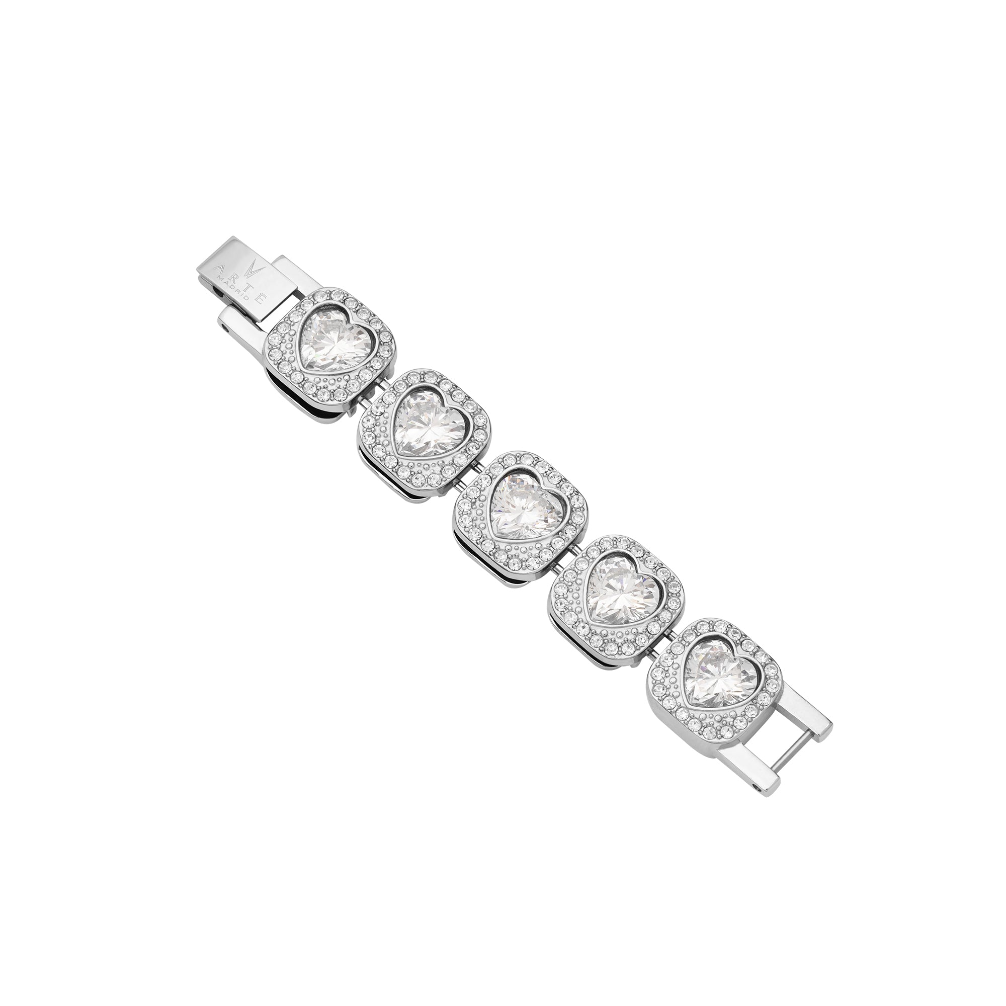PET IT ON Heart Shaped Rivière Necklace Extender - White Gold Plated Jewelry for Women, Elegant Necklace Chain Extender for Layering & Custom Fit, Perfect for Valentine's Day Gifts & Special Occasions