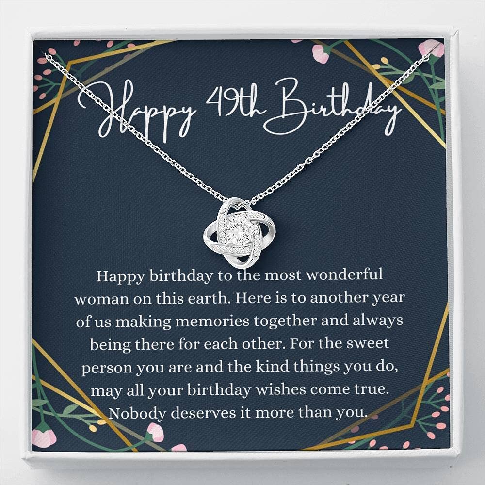 Handmade Personalized Love Knot Necklace with Message Card - Unique 49th Birthday Gift for Women - Perfect for Anniversary, Mother's Day & Special Occasions