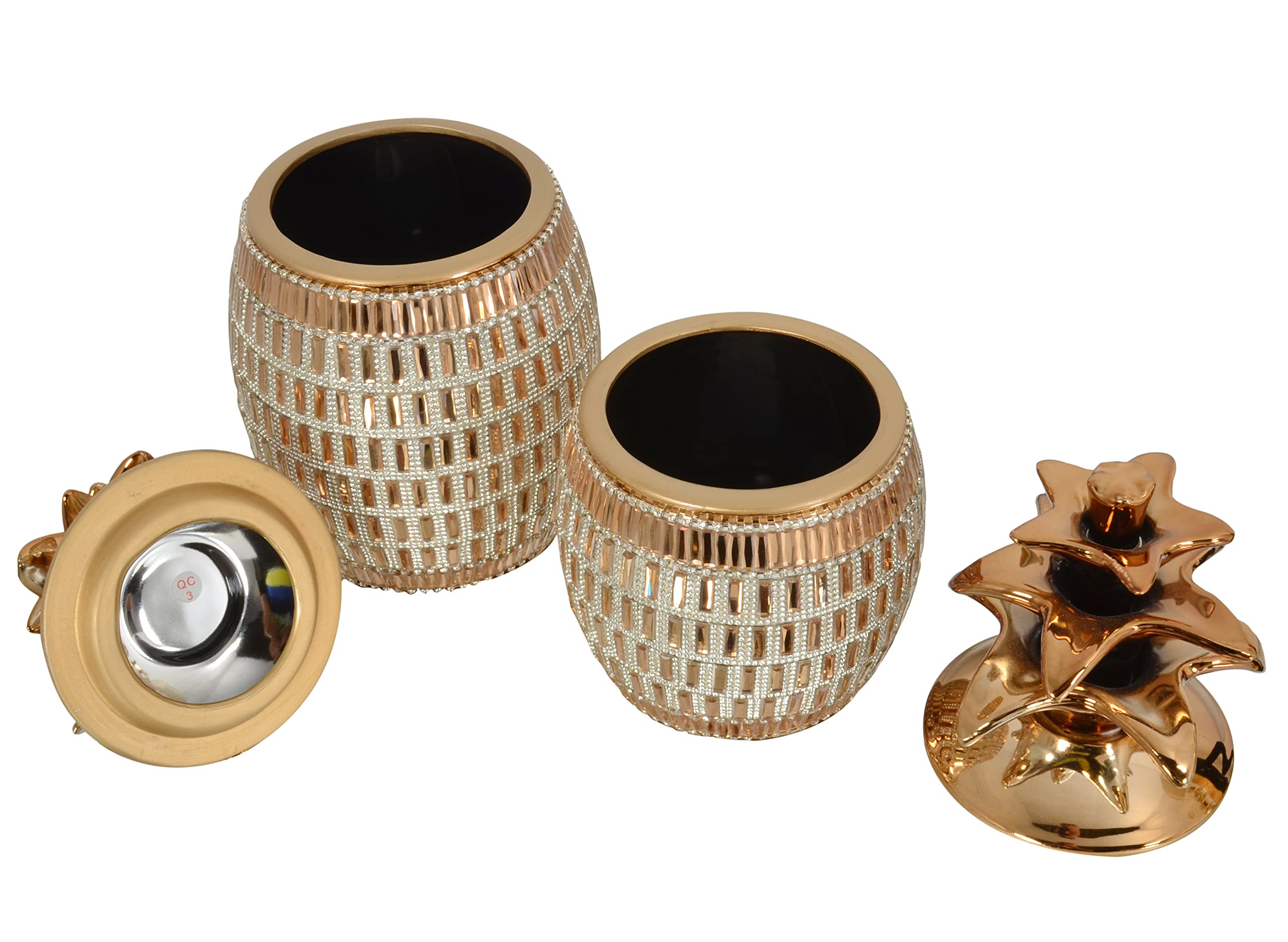 Rose Gold Pineapple Decorative Canister Set of 2 - Airtight Kitchen Storage Jars for Sugar, Flour & Coffee - Perfect for Farmhouse & Coastal Home Decor