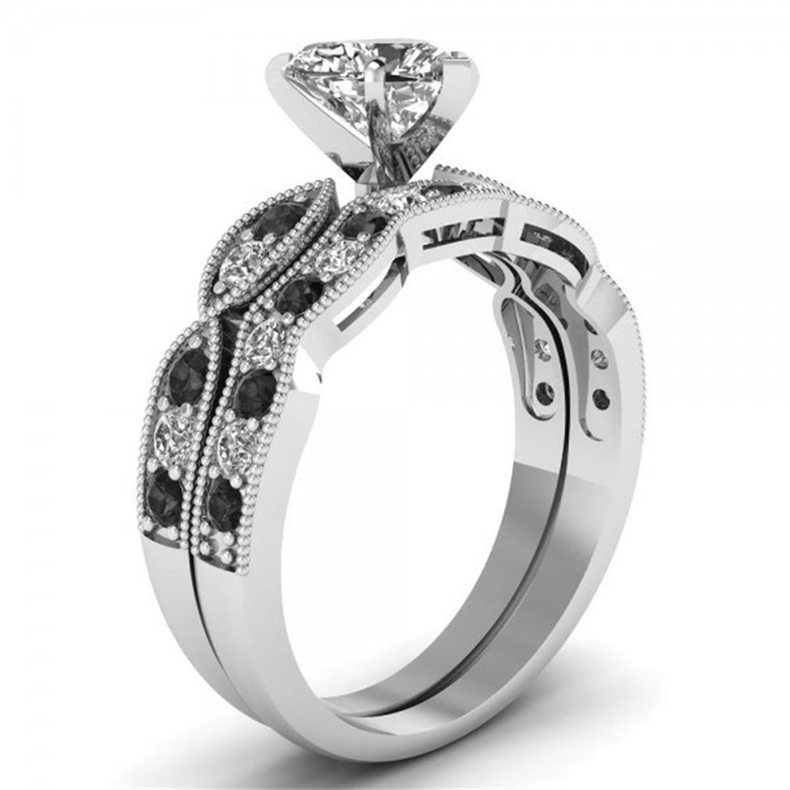 Jeulia 3 Carat CZ Solitaire Engagement Ring Set - Halo Milgrain Heart Cut Sterling Silver Wedding Band for Women | Perfect for Proposals, Anniversaries & Bridal Jewelry Collections