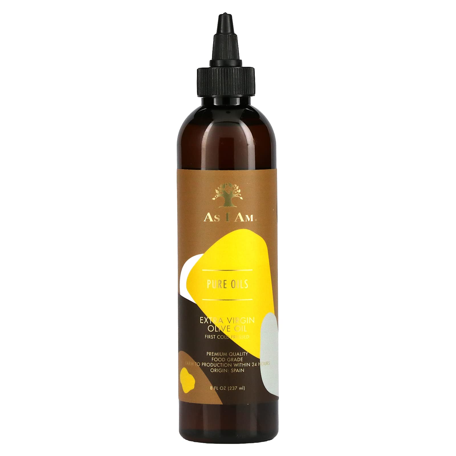 As I Am Pure Extra Virgin Olive Oil 8 oz - Cold Pressed, Unrefined, Rich in Antioxidants - Perfect for Cooking, Salad Dressings & Skin Care