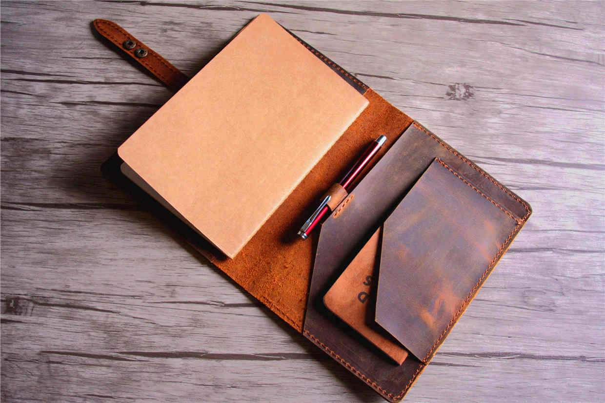 Handmade Rustic Brown Leather Notebook Cover for B5 Size - Perfect for Journaling, Sketching & Office Use