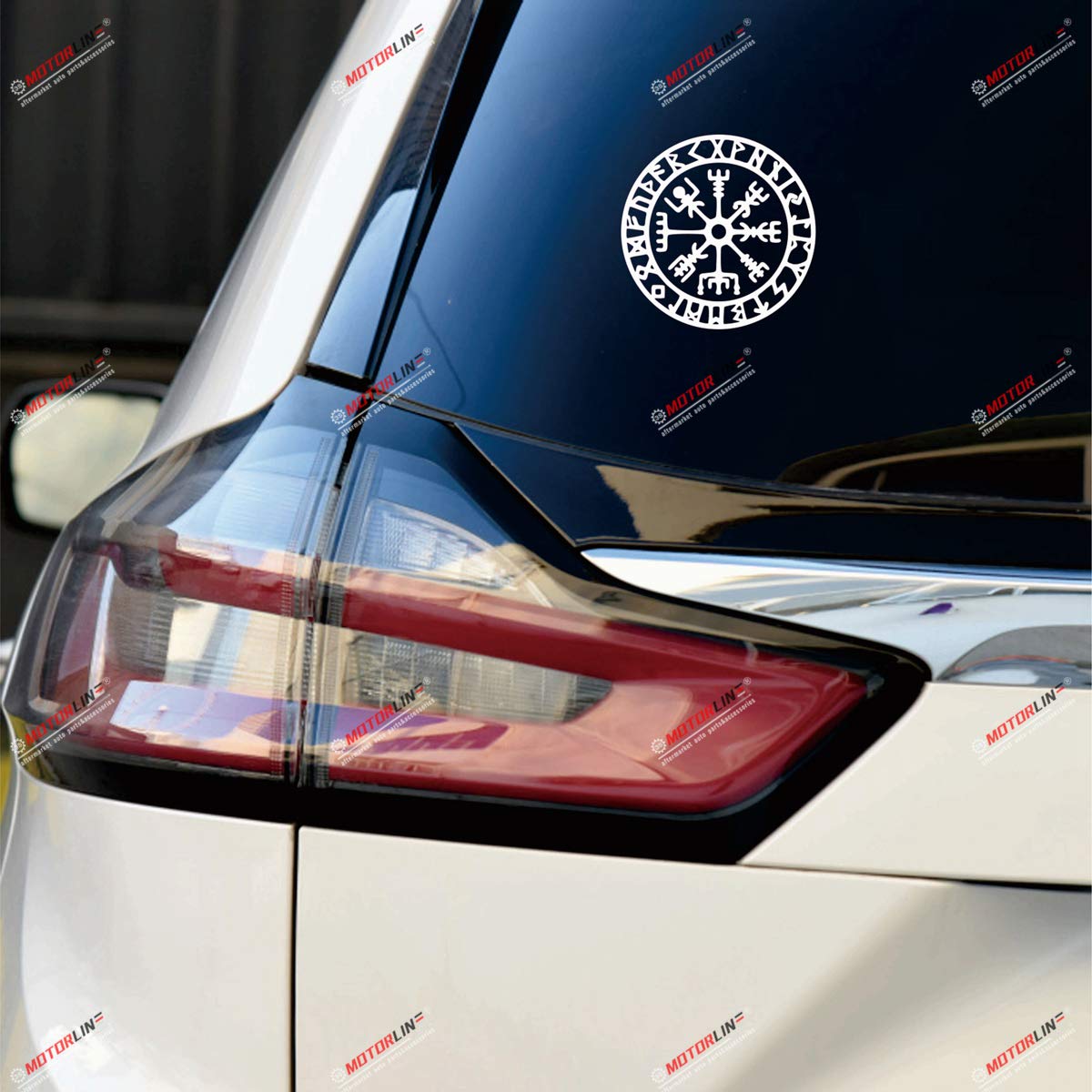 Vegvisir Viking Runic Compass Decal Sticker - 2 Pack White Vinyl Norse Odin Symbol - 3 Inches No Background - Perfect for Car, Boat, Laptop, Phone, Notebook & DIY Projects - Waterproof & Durable Norse Mythology Decor
