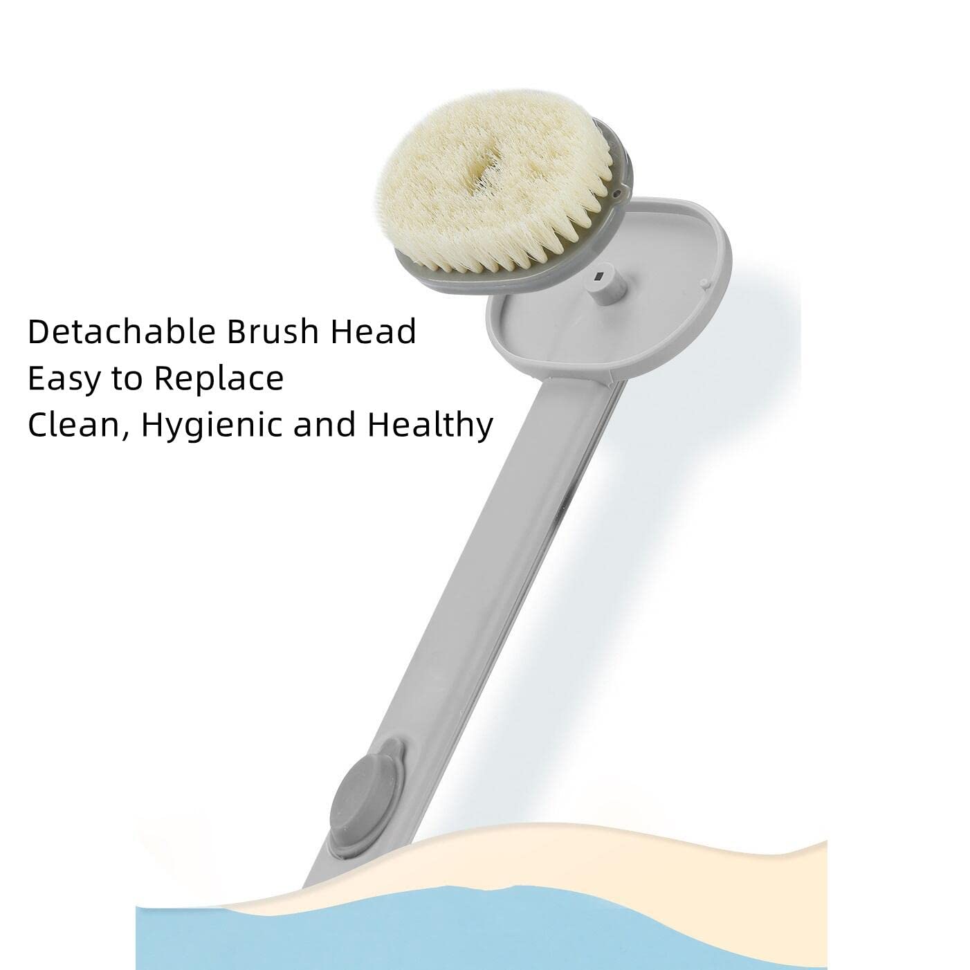 2023 New Long Handle Bath Massage Cleaning Brush with Non-Porous Sticky Hook - Detachable Back Scrubber, Exfoliating Shower Brush for Deep Cleansing & Skin Care | Perfect for Home Spa, Body Wash & Relaxing Bath Time