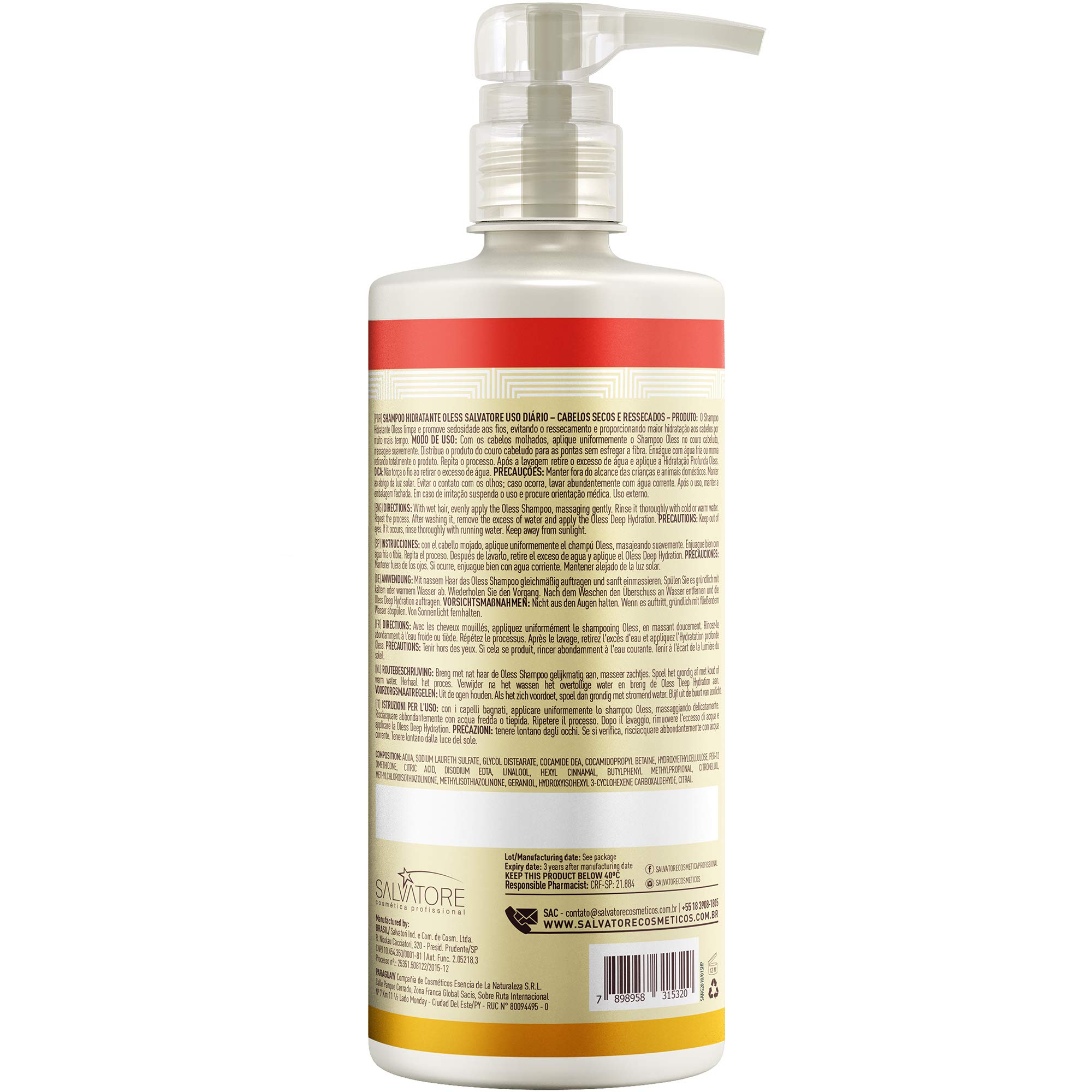 Salvatore Oless Shampoo for Dry & Damaged Hair - Sulfate Free & Hydrating Hair Care - Perfect for Daily Use & Salon Quality Results