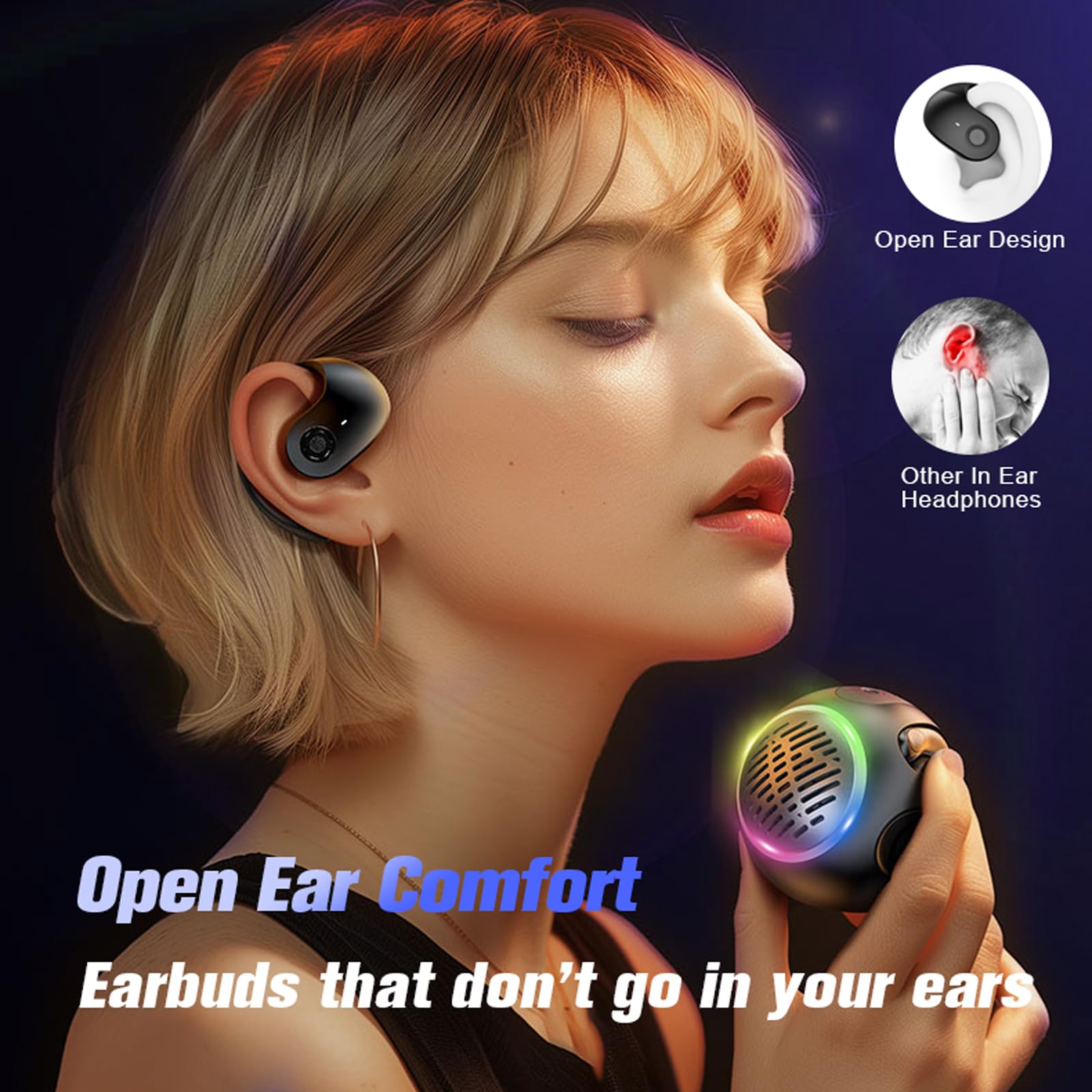 Open Ear Bluetooth Headphones for Kids - Wireless Over Ear Earbuds, Waterproof Mini Portable Speaker with Bone Conduction Technology (5.4 Bluetooth) - Perfect for Running, Cycling & Outdoor Activities