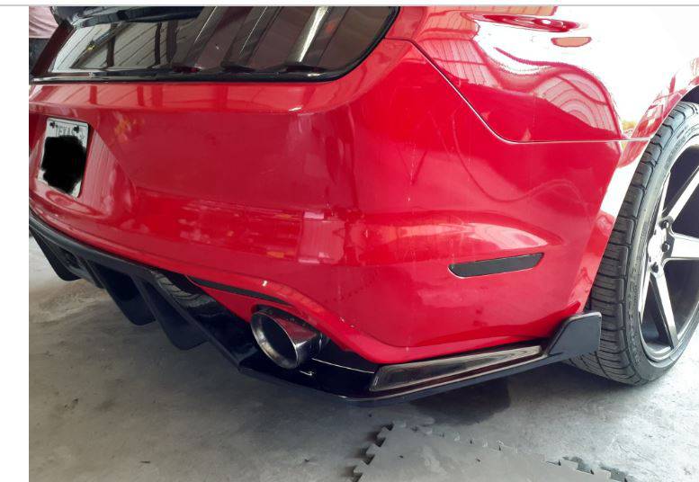2015-2017 Ford Mustang Rear Bumper Diffuser - HN Style Matte Black PP Unpainted Body Kit | Perfect for Car Mods & Street Racing Upgrades