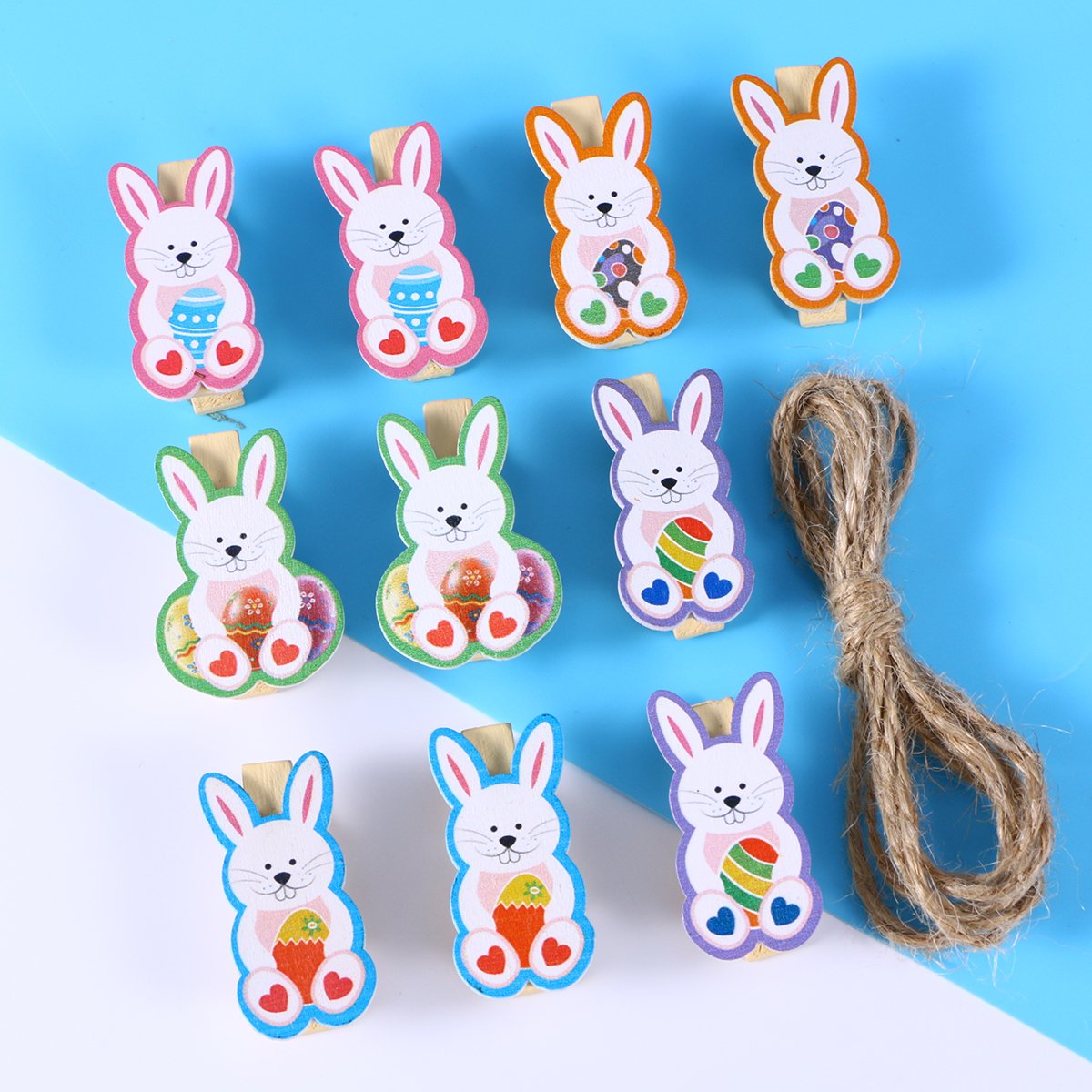 KESYOO 10pcs Easter Photo Clips - Cute Cartoon Wooden Pegs for Photos, Rabbit-Shaped Picture Hangers - Perfect for Easter Decor, Scrapbooking & DIY Crafts
