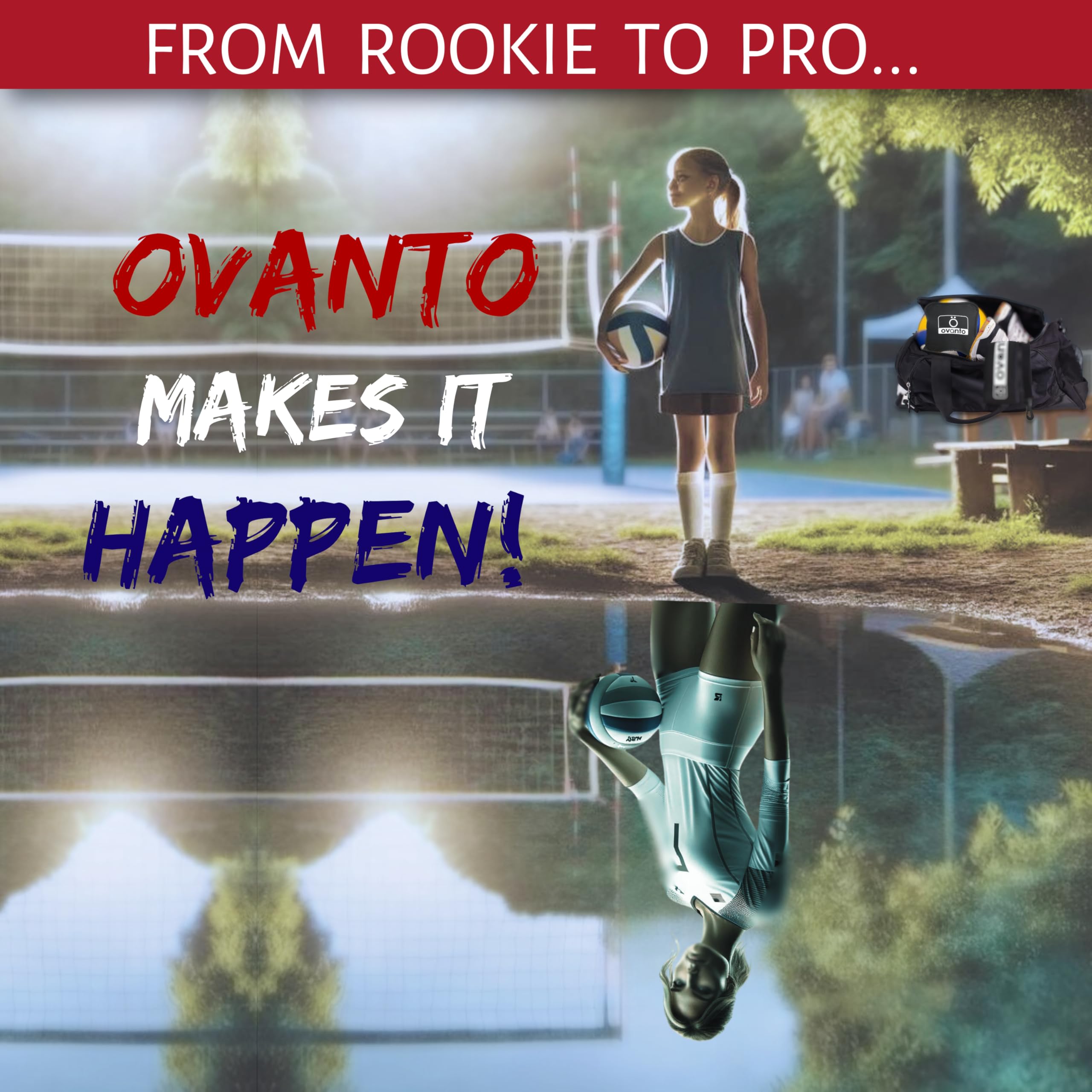 OVANTO Volleyball Training Equipment Set - 4 Styles for Serving, Spiking, Setting & Passing Practice - Adjustable Volleyball Trainer for Beginners & Pros - Perfect for Indoor/Outdoor Court Drills & Solo Practice Sessions