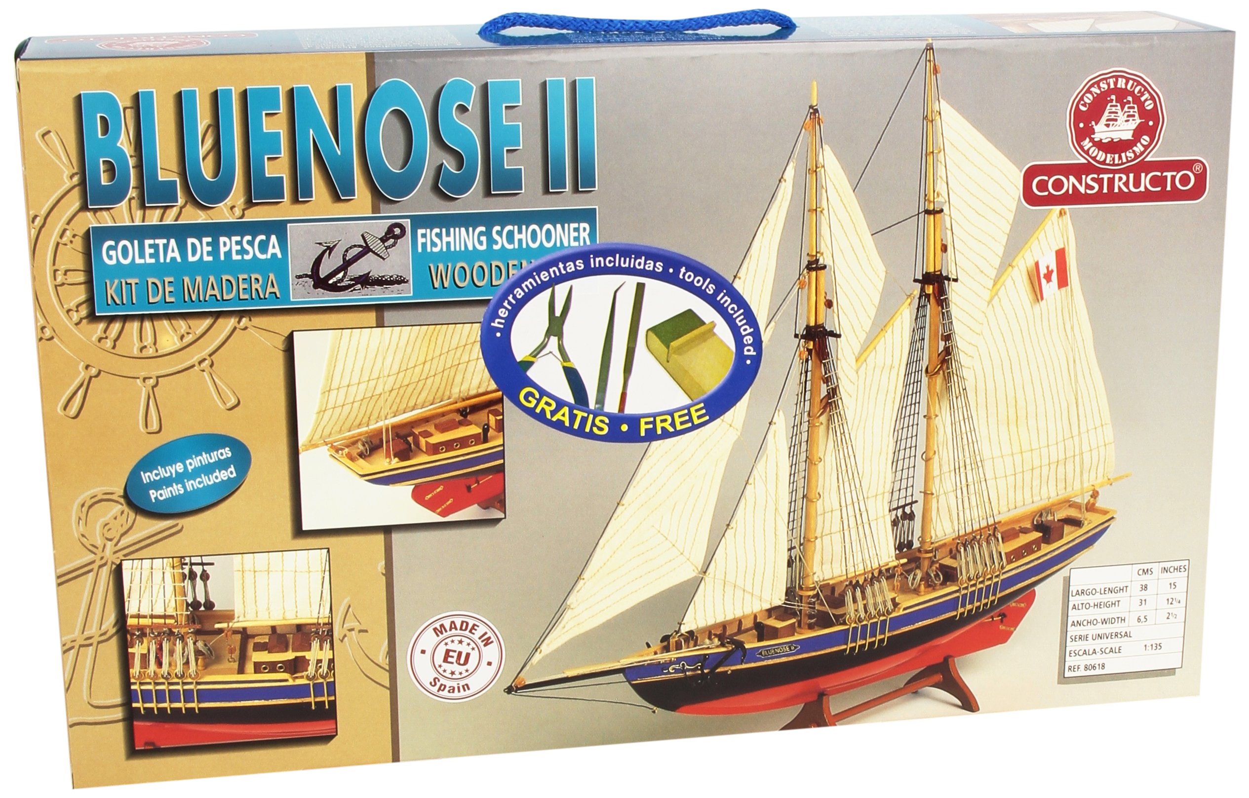 Bluenose II Model Ship Kit 1:135 Scale - Wooden Boat Building Kit for Adults, Perfect for Collectors & DIY Hobbyists - Great for Home Decor, Gifts & Maritime History Enthusiasts