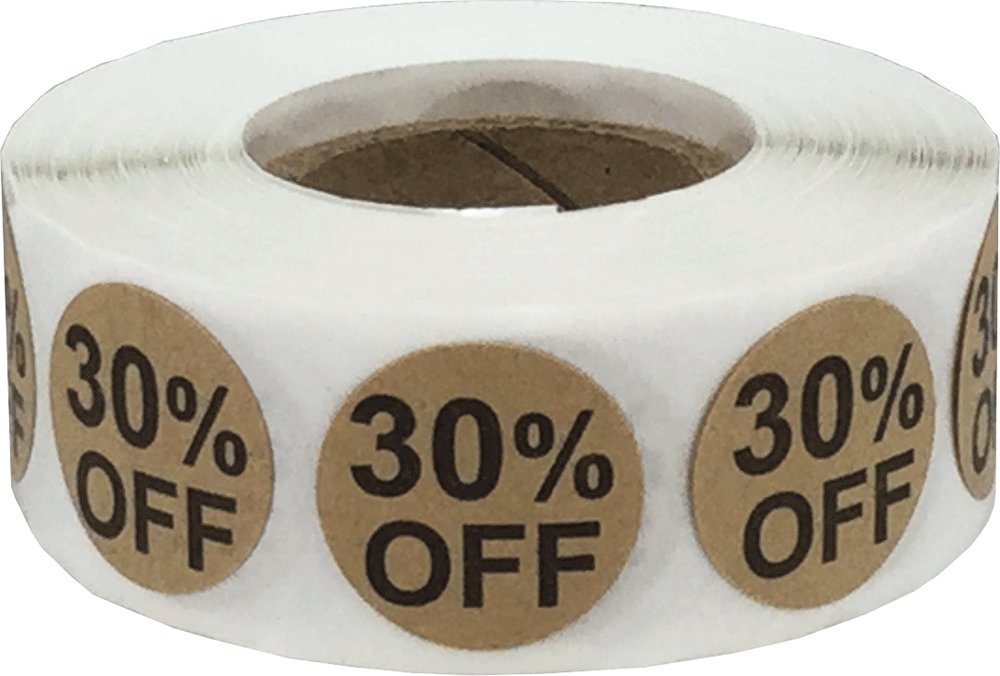 30% Off Natural Kraft Stickers - 0.75 Inch 500 Labels for Retail Packaging