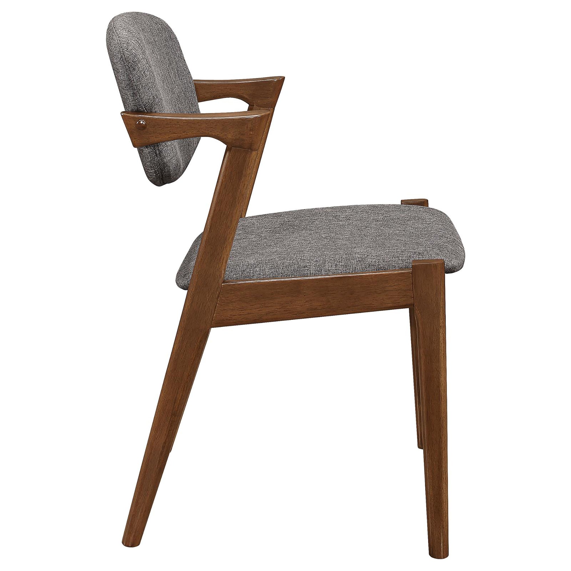 Dark Walnut & Grey Modern Dining Chairs Set of 2 - Solid Wood Accent Chairs for Kitchen, Dining Room, Breakfast Nook & Home Decor