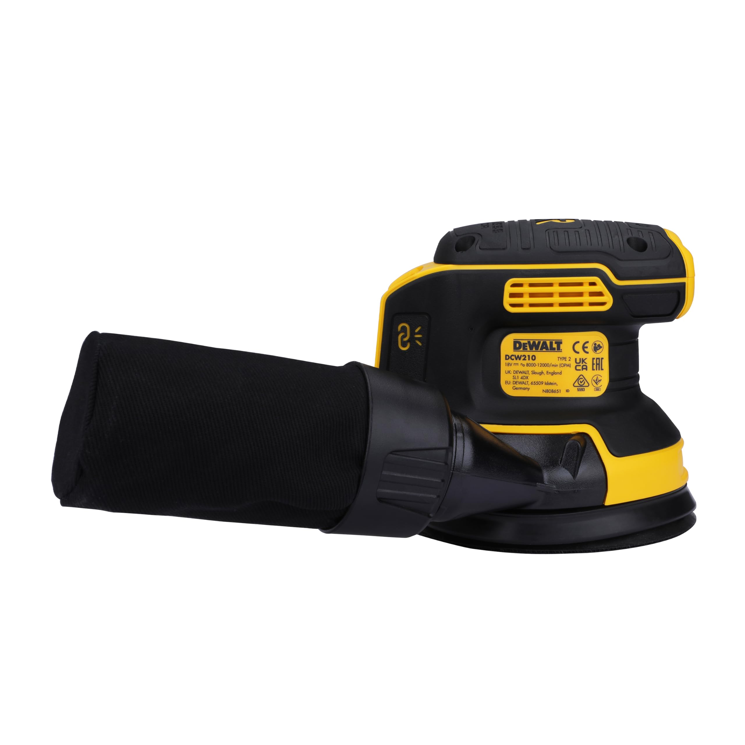 DEWALT DCW210N-XJ 18V XR Brushless Cordless Random Orbital Sander - Powerful Sanding Tool for Woodworking, DIY Projects & Home Renovation