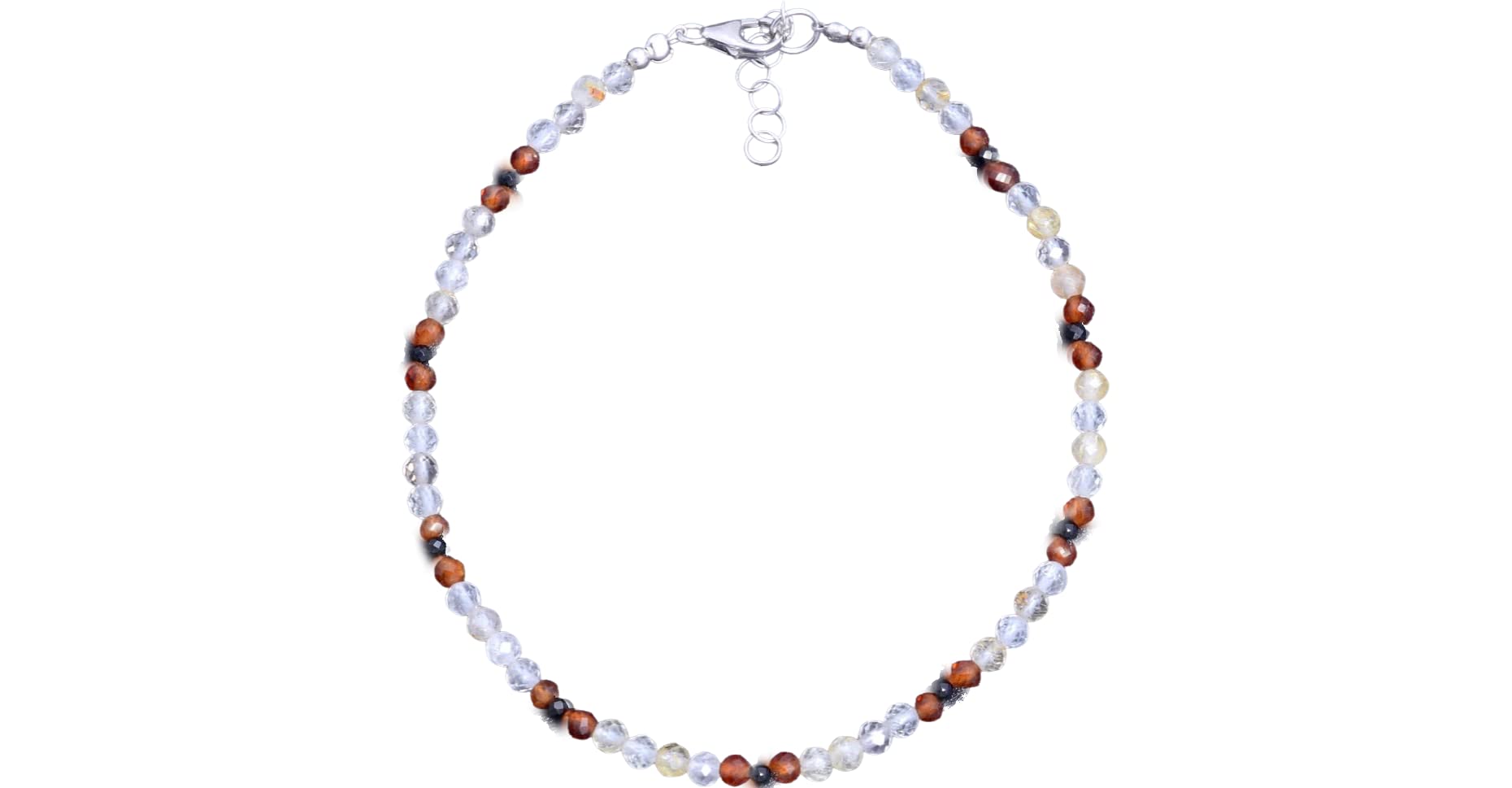 Shree Narayani Spinel Hessonite Rutile Multi Stone Beaded Bracelet - Micro Faceted Gemstone Bracelet for Women, 7