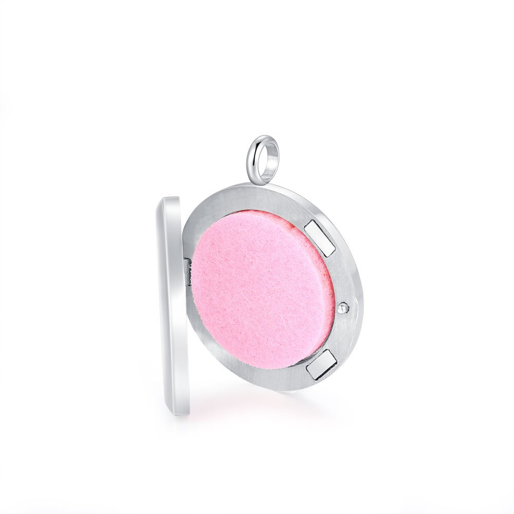 30mm Essential Oil Diffuser Necklace - Hypoallergenic Magnetic Locket Pendant with 24