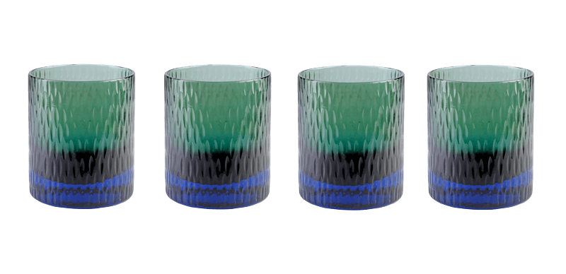 PRE ORDER Bottoms Up Glass Marine & Green Set of 4 - Durable Drinking Glasses for Beer, Cocktails & Parties - Perfect for Home Bars, BBQs & Outdoor Gatherings