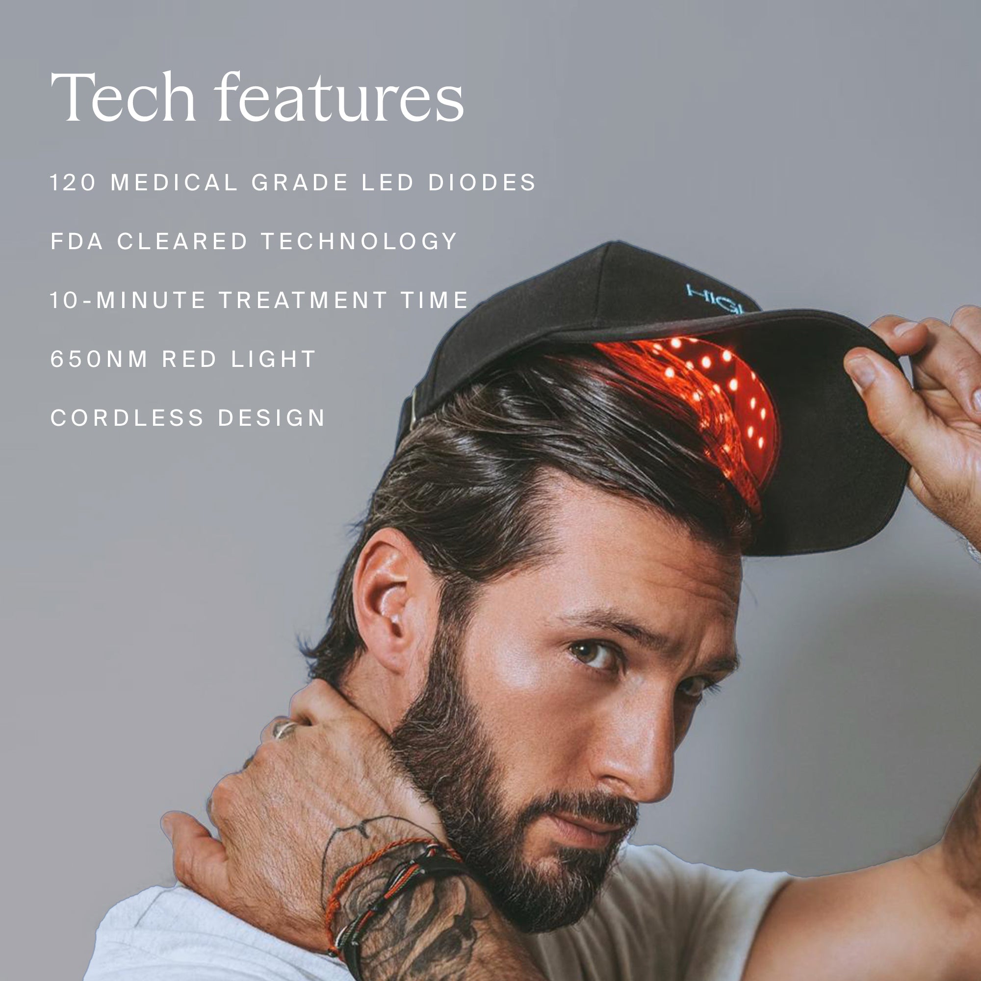 Higherdose Red Light Therapy Hat for Face & Scalp - Portable LED Light Therapy Device for Skin Rejuvenation & Hair Growth - Perfect for Home Use & Travel