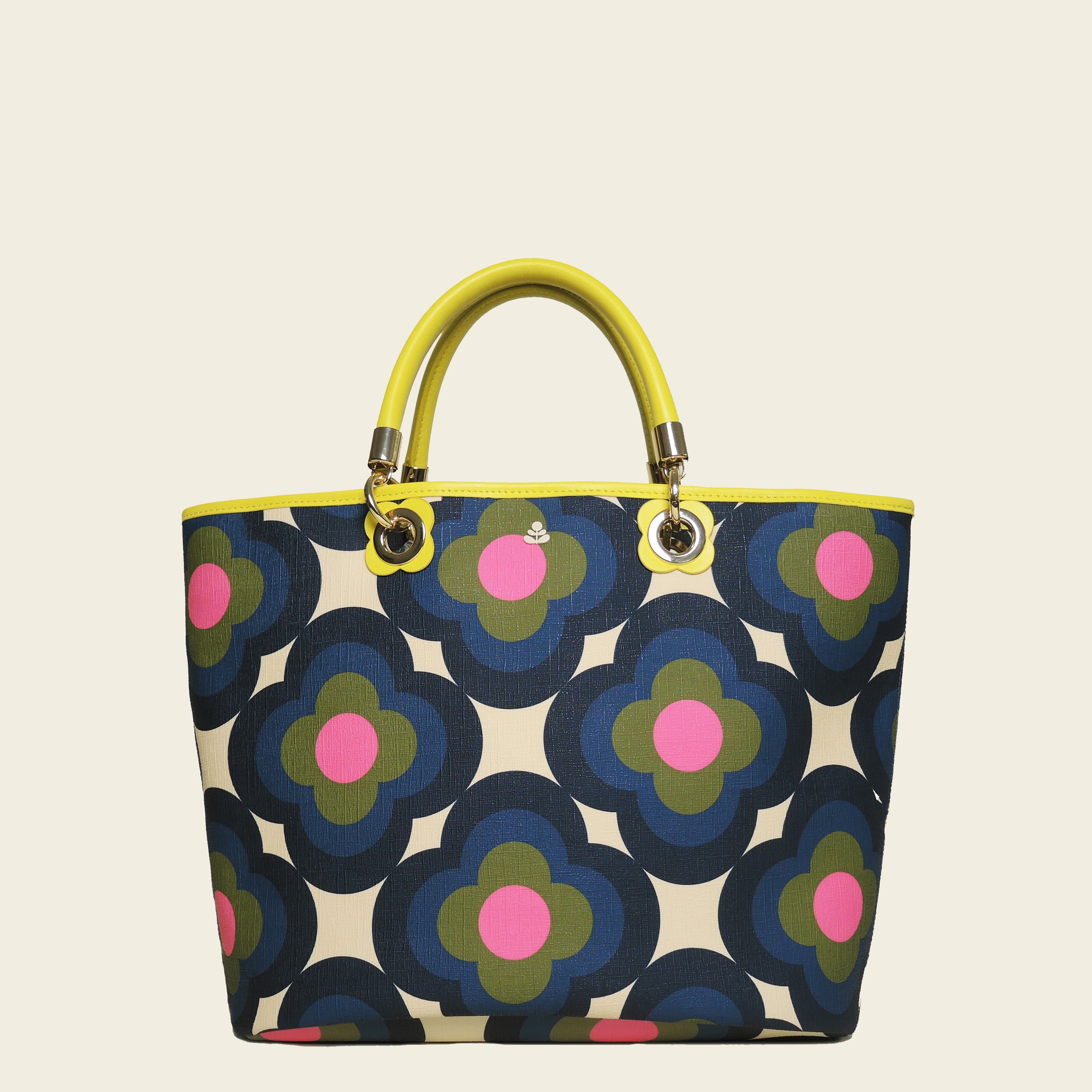 Smile Tote Bag with Radial Flower Design - Stylish Beach Tote for Pool, Vacation & Summer Outings