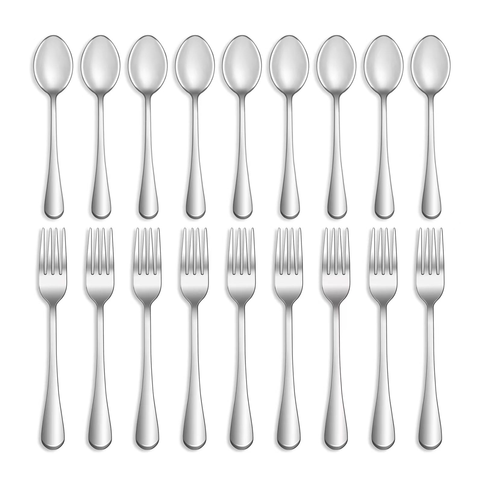 12-Piece Stainless Steel Flatware Set - 6 Dinner Forks (8 inch) & 6 Teaspoons (6.5 inch) - Mirror Polished, Dishwasher Safe, Food Grade Cutlery for Home, Kitchen, Restaurant - Perfect for Dining, Entertaining & Catering Events