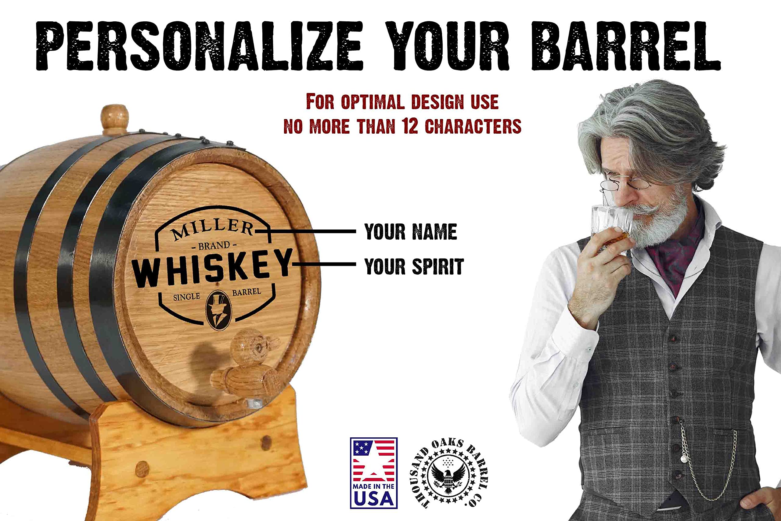 20L Oak Aging Barrel (5 Gallon) - Personalized Whiskey Barrel with Stand, Bung & Spigot - Charred American Oak Mini Barrel for Home Brewing, Distilling & Aging Spirits - Perfect for Bourbon, Wine & Craft Beer Maturation
