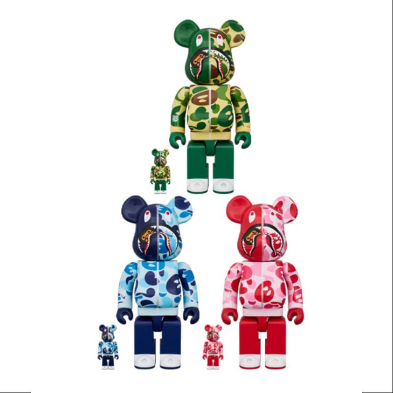 Be@rbrick Bape Baby Milo Camo Shark 400% & 100% 6PCS Limited Edition 2024 - Collectible Vinyl Art Toy for Display, Gifts & Anime Fans