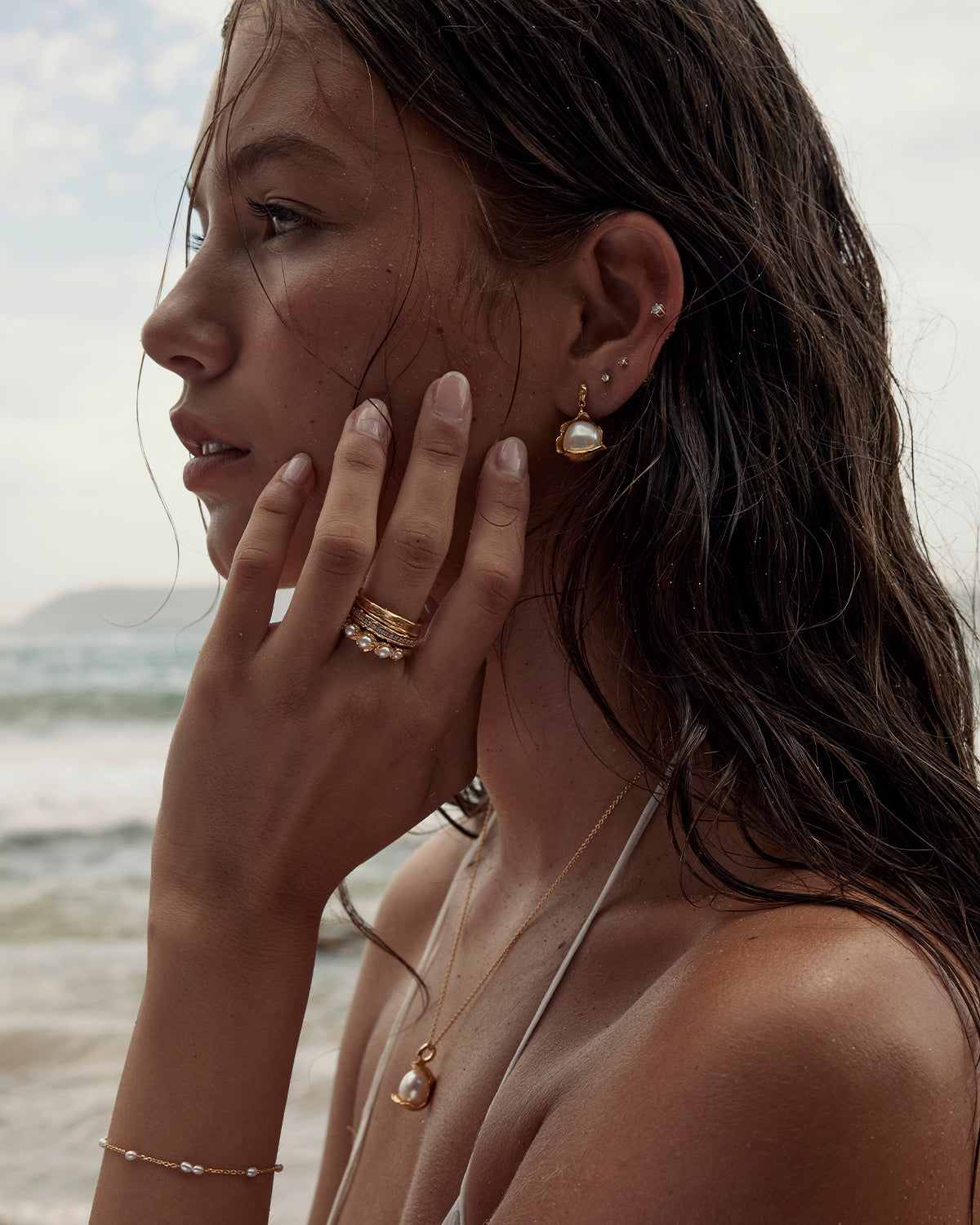 18K Gold Vermeil Underwater Sea Ring - Elegant Ocean-Inspired Jewelry for Women, Perfect for Beach Weddings, Diving, and Marine-Themed Events