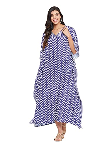 Multicolor Blue Wave Print Caftan