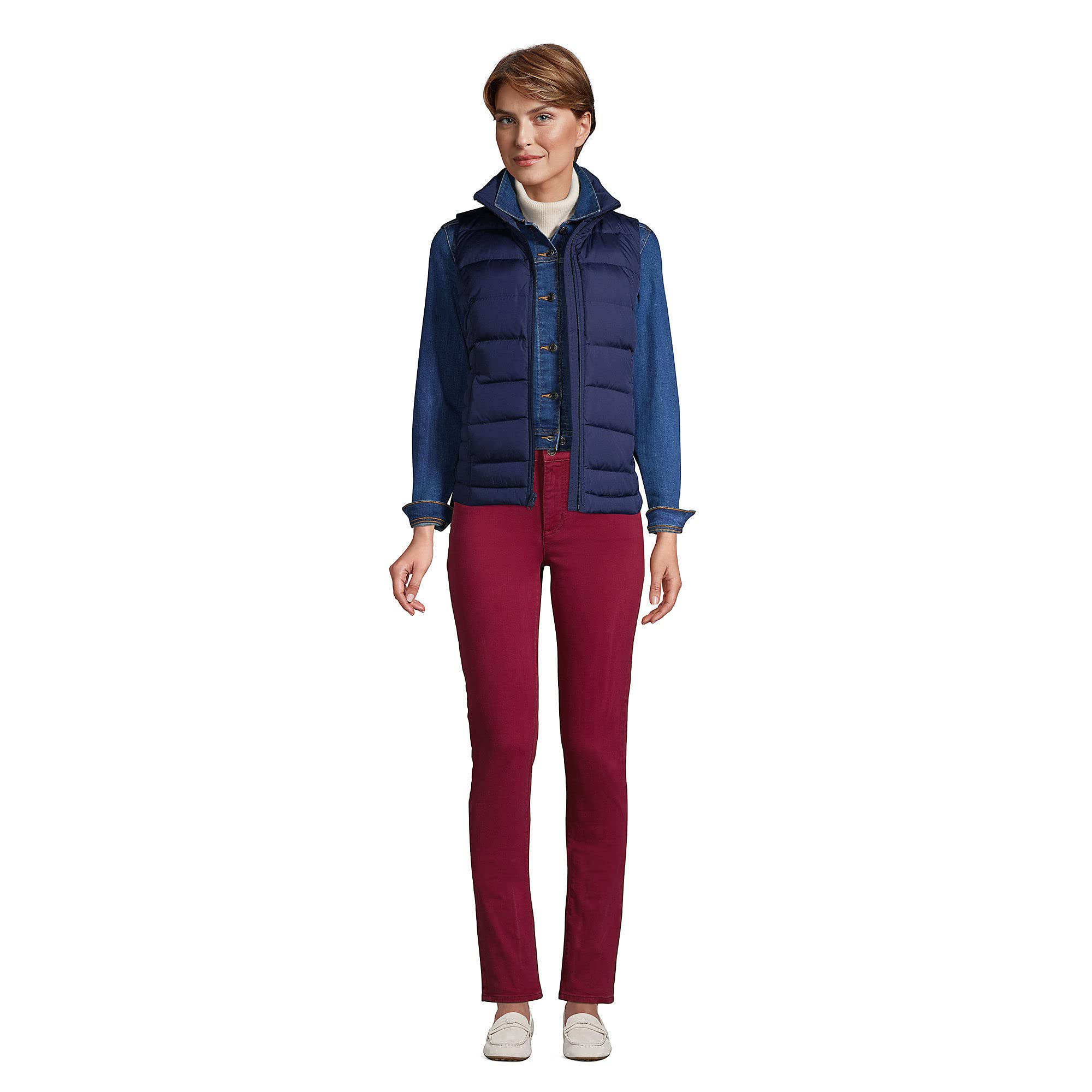 Lands' End Men's Down Puffer Vest - Lightweight Warm Winter Jacket for Outdoor Activities, Hiking & Casual Wear