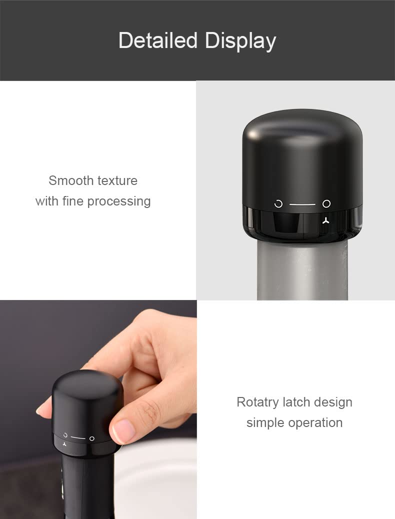 Premium Silicone Wine Stoppers Set of 2 - Airtight Seal for Liquor & Wine Bottles, Leak-Proof Design, Keep Beverages Fresh Longer - Perfect for Home Bars, Parties & Gifts (Black, 202201A)